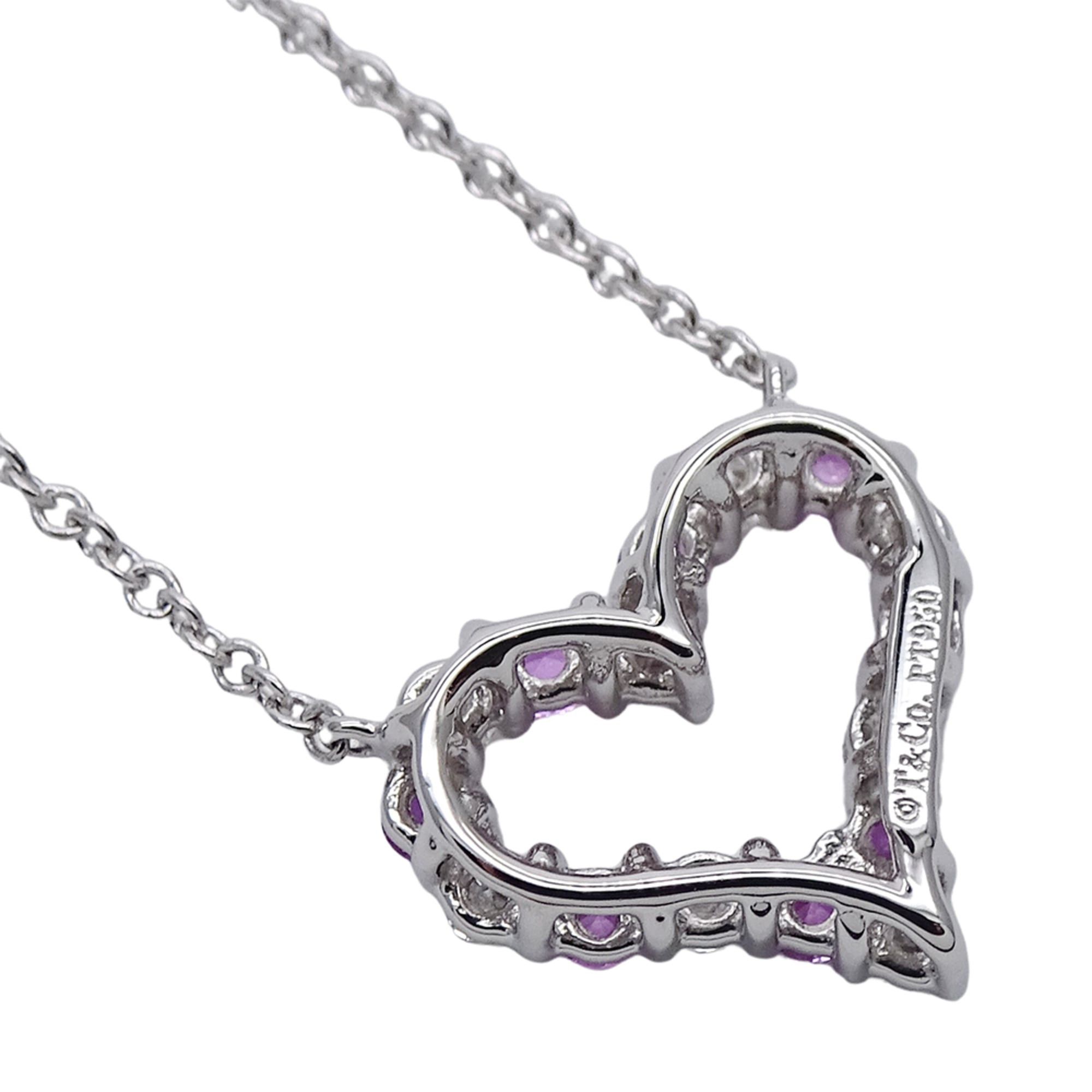 Tiffany & Co. Tiffany & Co. Women's Sentimental Heart Necklace in PT950 Platinum with Diamonds and Pink Sapphires, Polished Size ONE SIZE - 3 Thumbnail