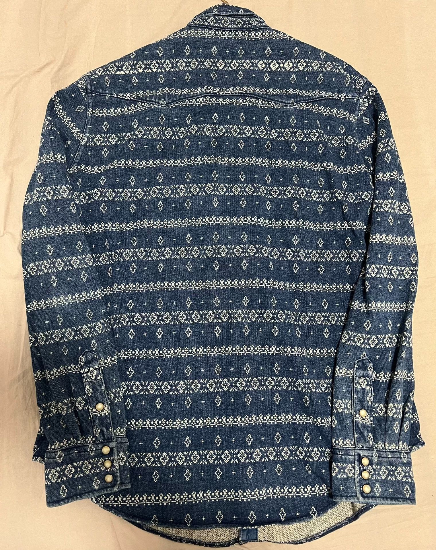 RRL Ralph Lauren RRL Western Ethnic Snowflake Indigo Shirt Size US XL / EU 56 / 4 - 2 Thumbnail