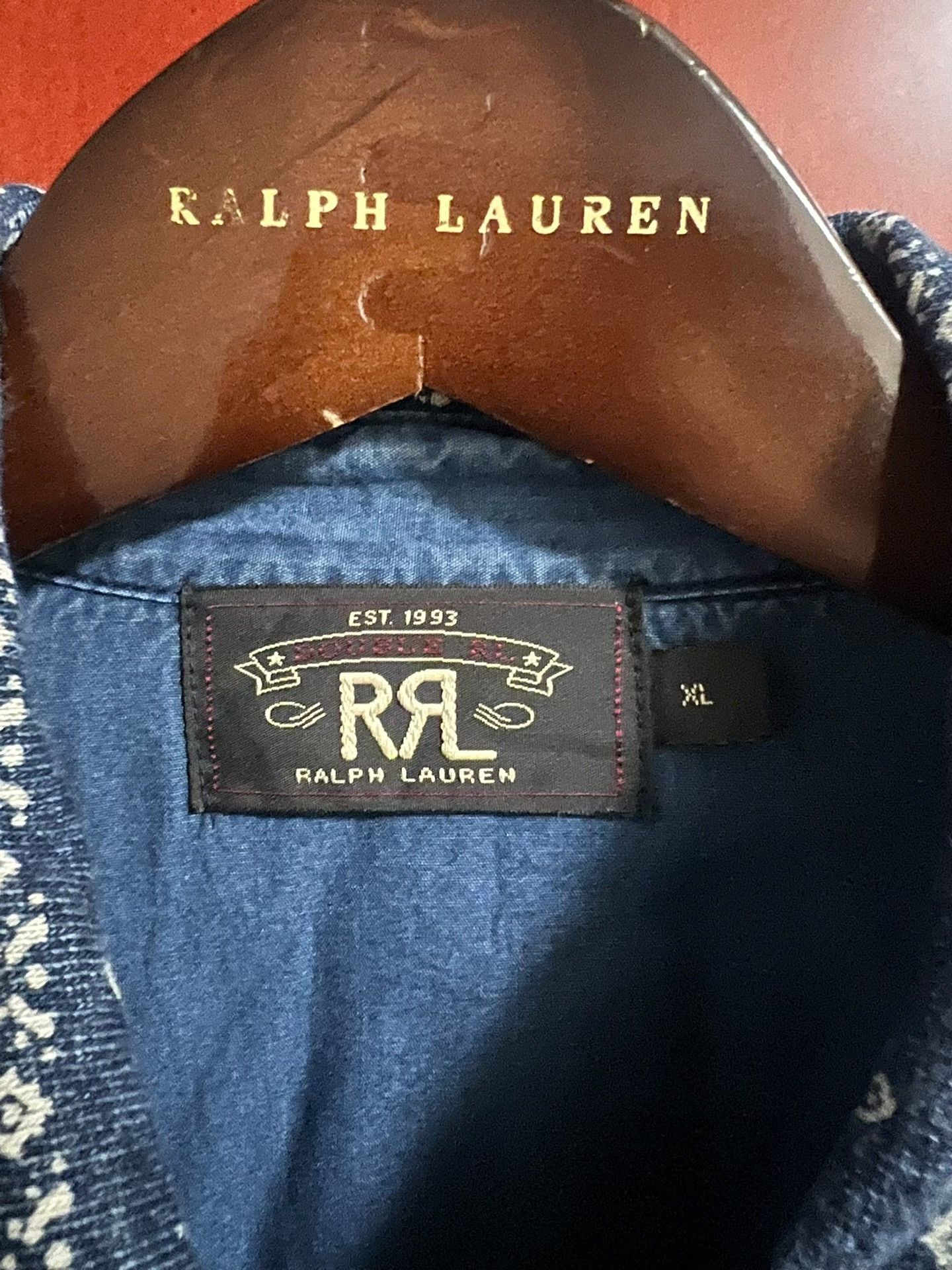 RRL Ralph Lauren RRL Western Ethnic Snowflake Indigo Shirt Size US XL / EU 56 / 4 - 4 Thumbnail