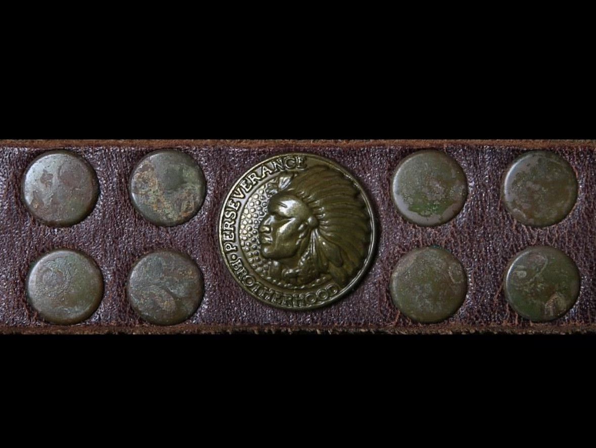 RRL Ralph Lauren RRL Vintage Cracked Indian Head Copper Rivet Belt Size ONE SIZE - 9 Thumbnail