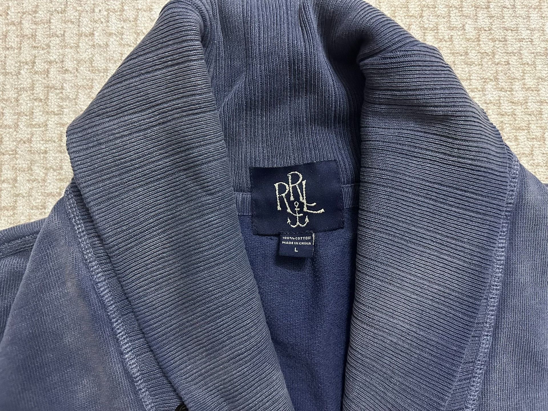 RRL Ralph Lauren RRL Vintage Sailor Indigo Shawl Collar Sweatshirt Size US L / EU 52-54 / 3 - 3 Thumbnail