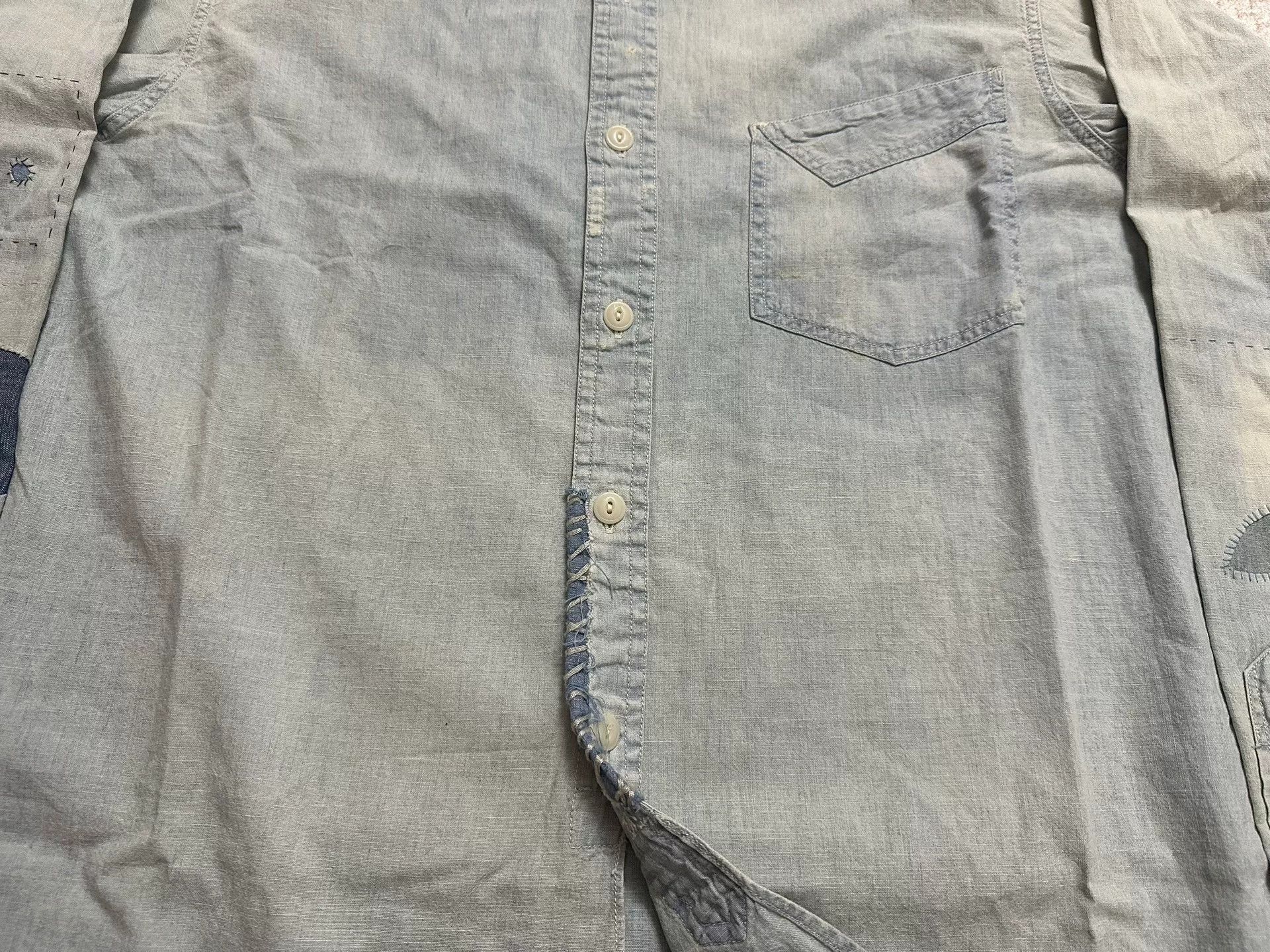RRL Ralph Lauren RRL Double RL Distressed Chambray Shirt Size US M / EU 48-50 / 2 - 5 Thumbnail