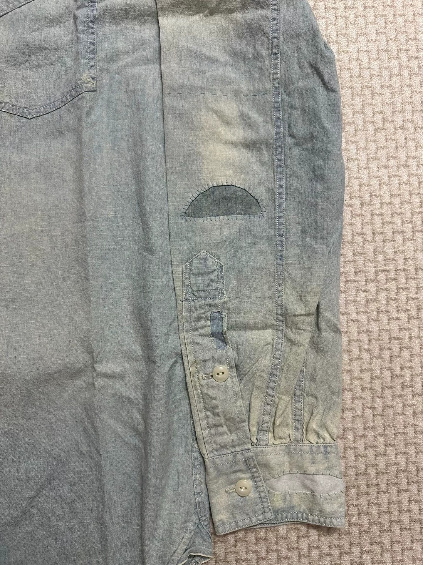 RRL Ralph Lauren RRL Double RL Distressed Chambray Shirt Size US M / EU 48-50 / 2 - 6 Thumbnail