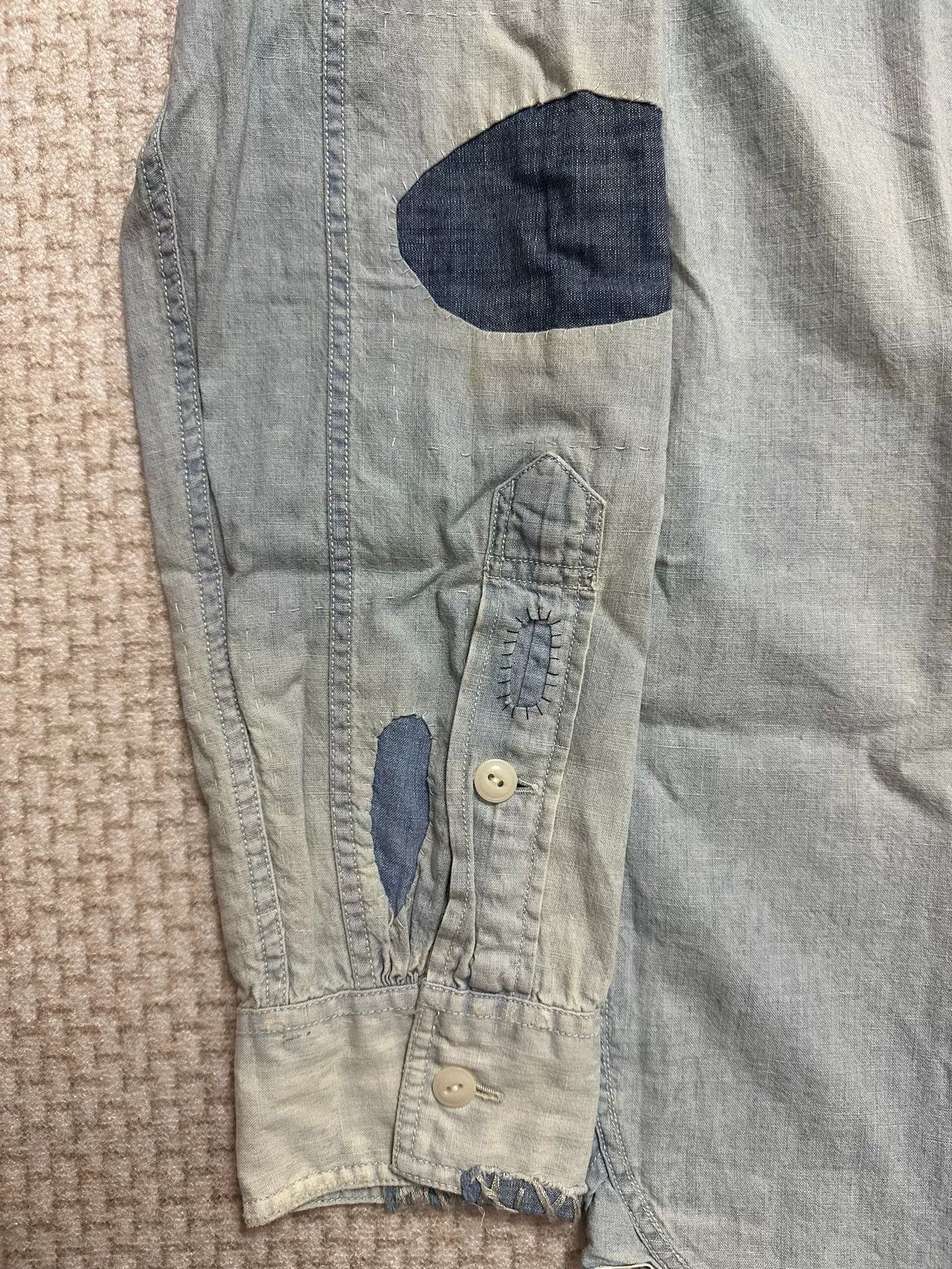 RRL Ralph Lauren RRL Double RL Distressed Chambray Shirt Size US M / EU 48-50 / 2 - 4 Thumbnail