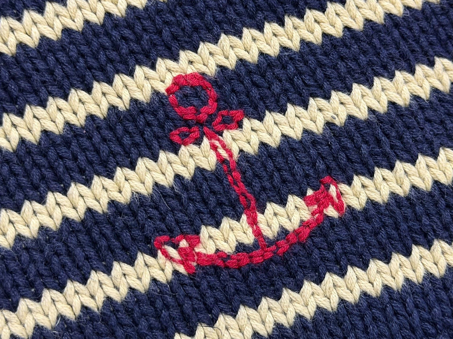 RRL Ralph Lauren RRL Nautical Navy Beige Stripe Sweater Size US M / EU 48-50 / 2 - 5 Thumbnail