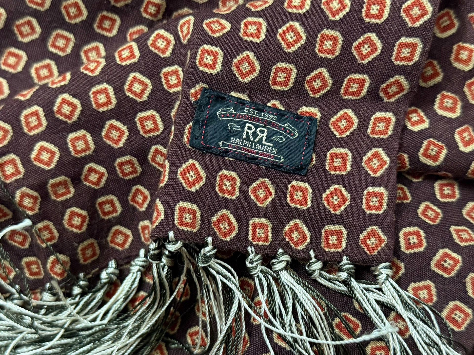 RRL Ralph Lauren RRL Brown Geometric Pattern Scarf Size ONE SIZE - 4 Thumbnail