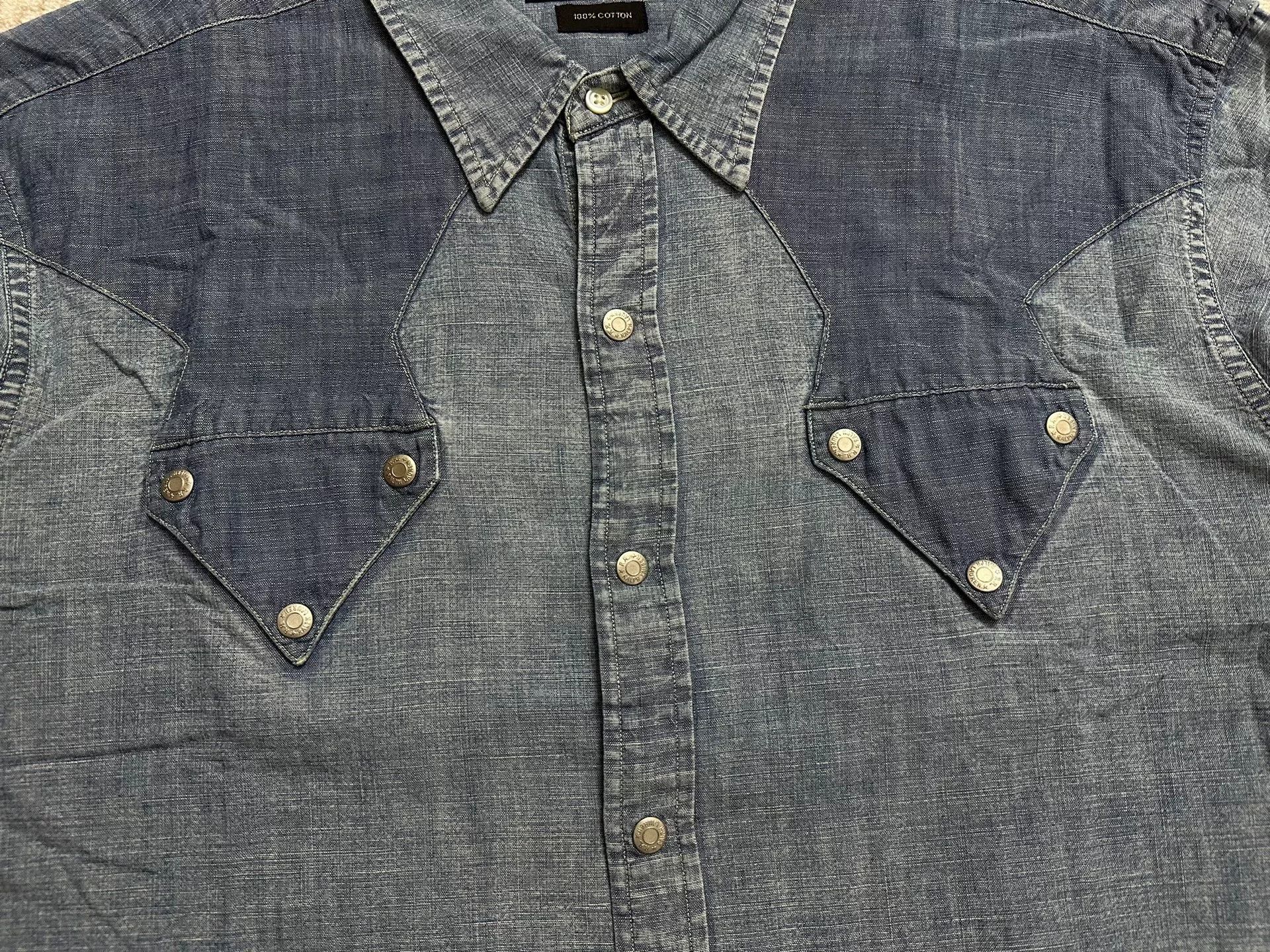 RRL Ralph Lauren RRL Double RL Vintage Western Denim Shirt Size US XL / EU 56 / 4 - 4 Thumbnail