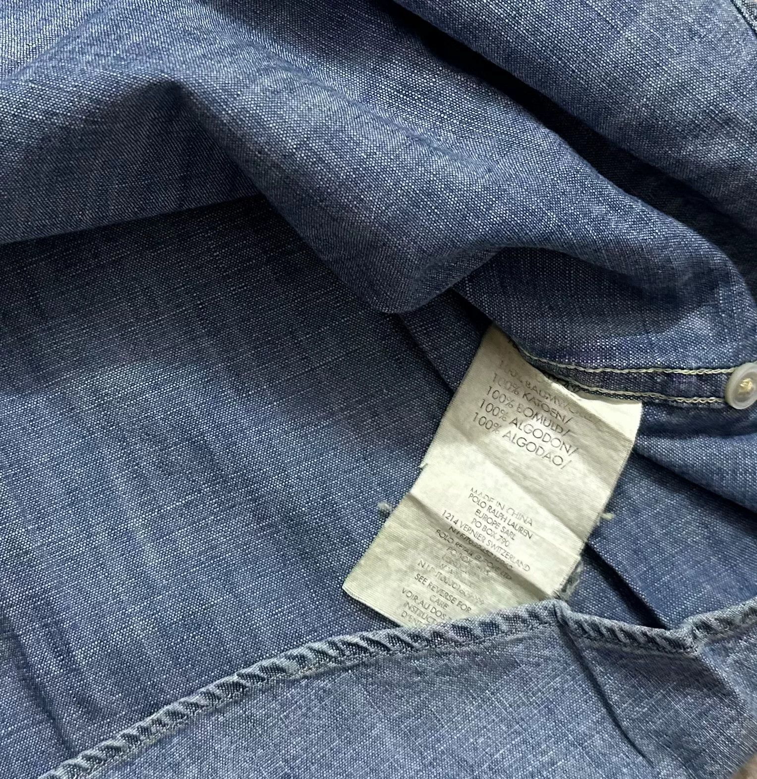 RRL Ralph Lauren RRL Double RL Vintage Western Denim Shirt Size US XL / EU 56 / 4 - 7 Thumbnail