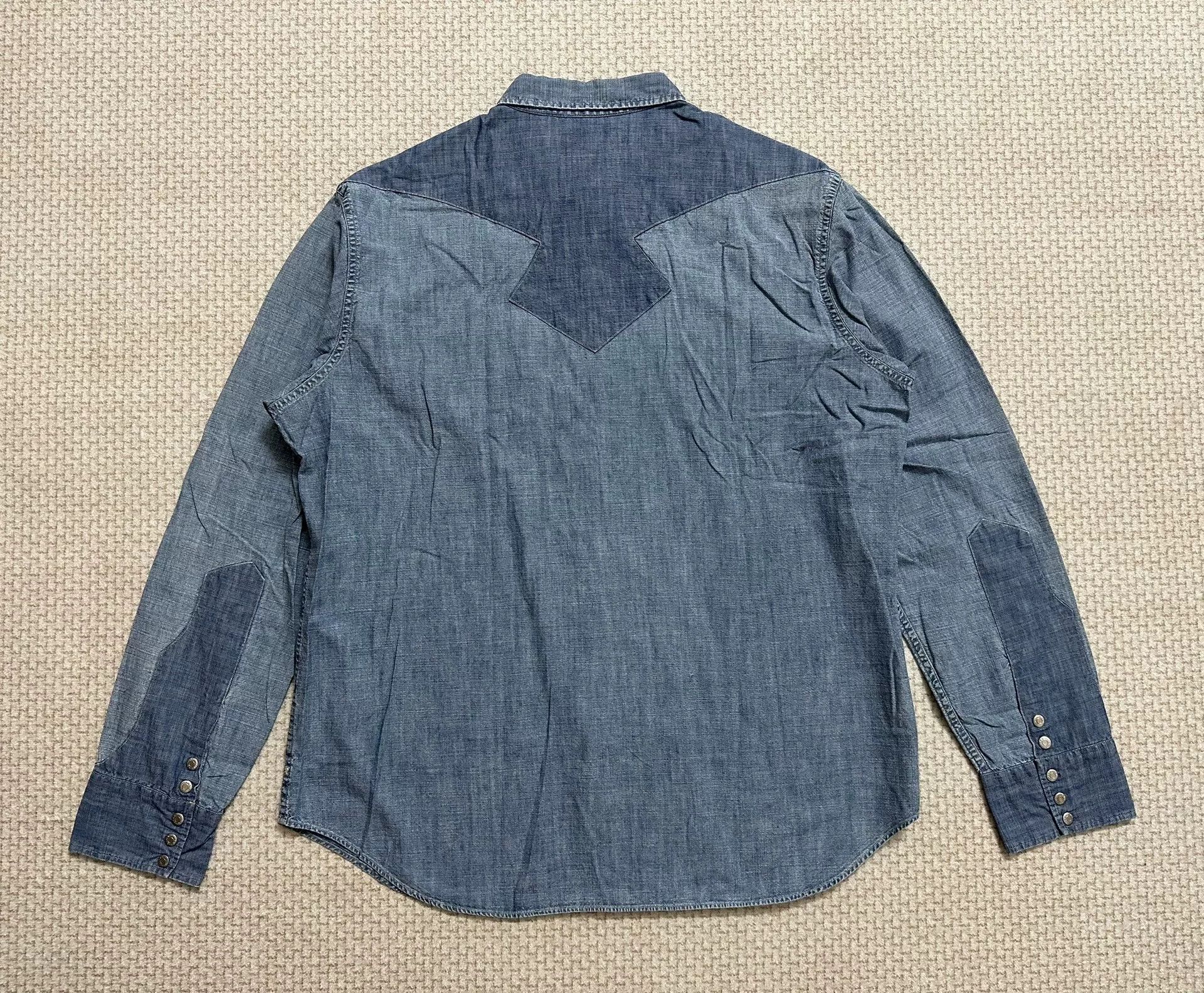 RRL Ralph Lauren RRL Double RL Vintage Western Denim Shirt Size US XL / EU 56 / 4 - 2 Thumbnail