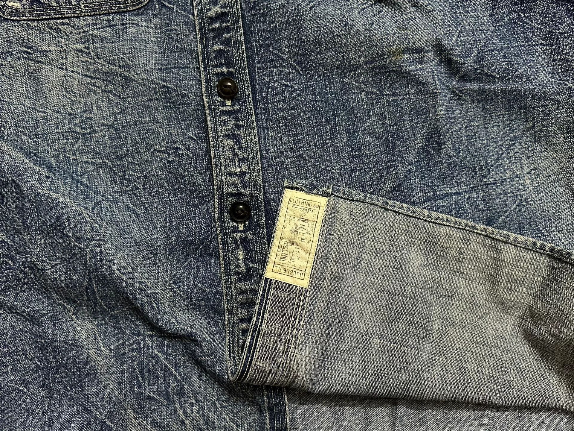 RRL Ralph Lauren RRL 2006 Heavy Distressed Denim Shirt Size US XS / EU 42 / 0 - 6 Thumbnail