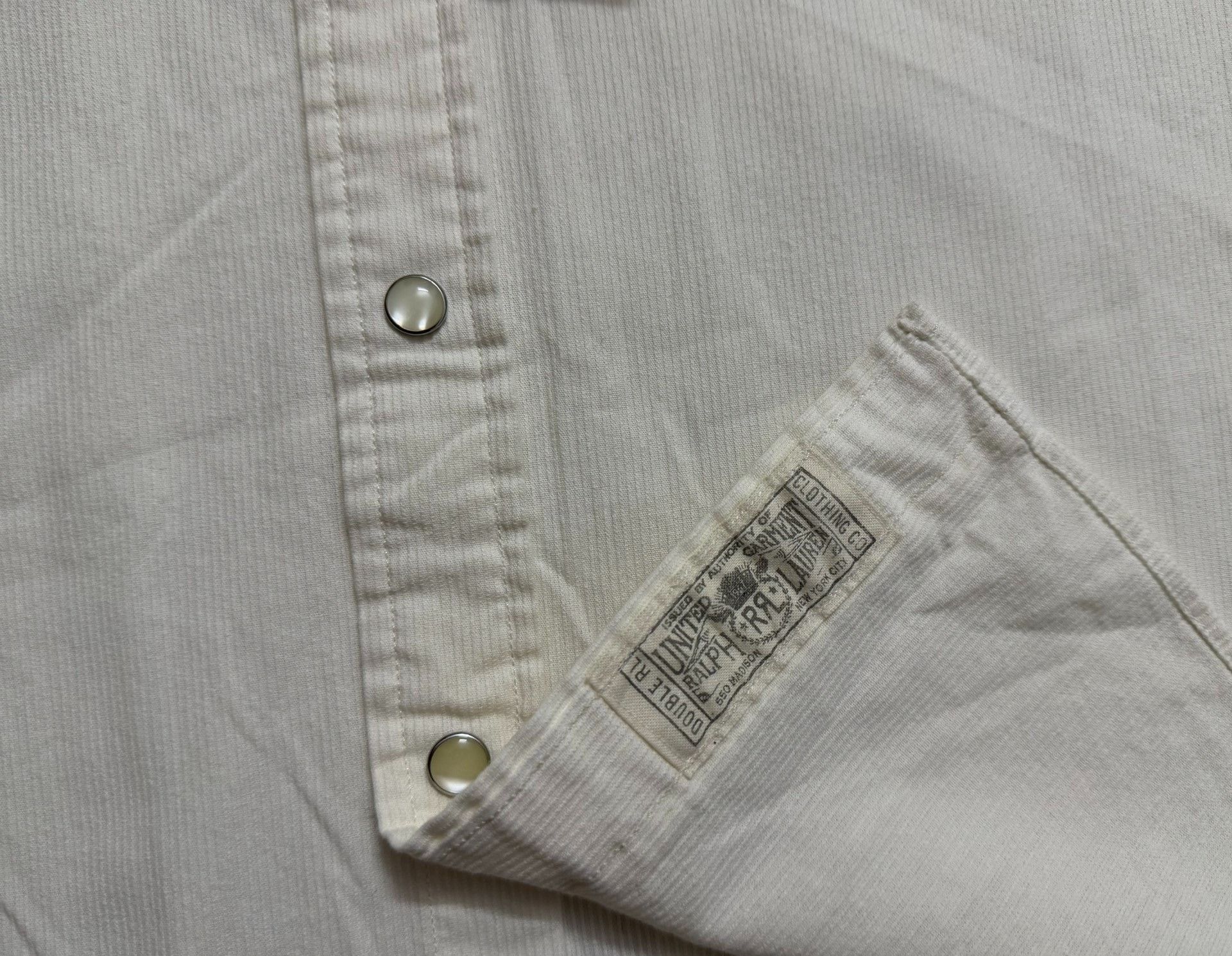RRL Ralph Lauren RRL Vintage Depp Style White Corduroy Western Shirt Size US M / EU 48-50 / 2 - 6 Thumbnail