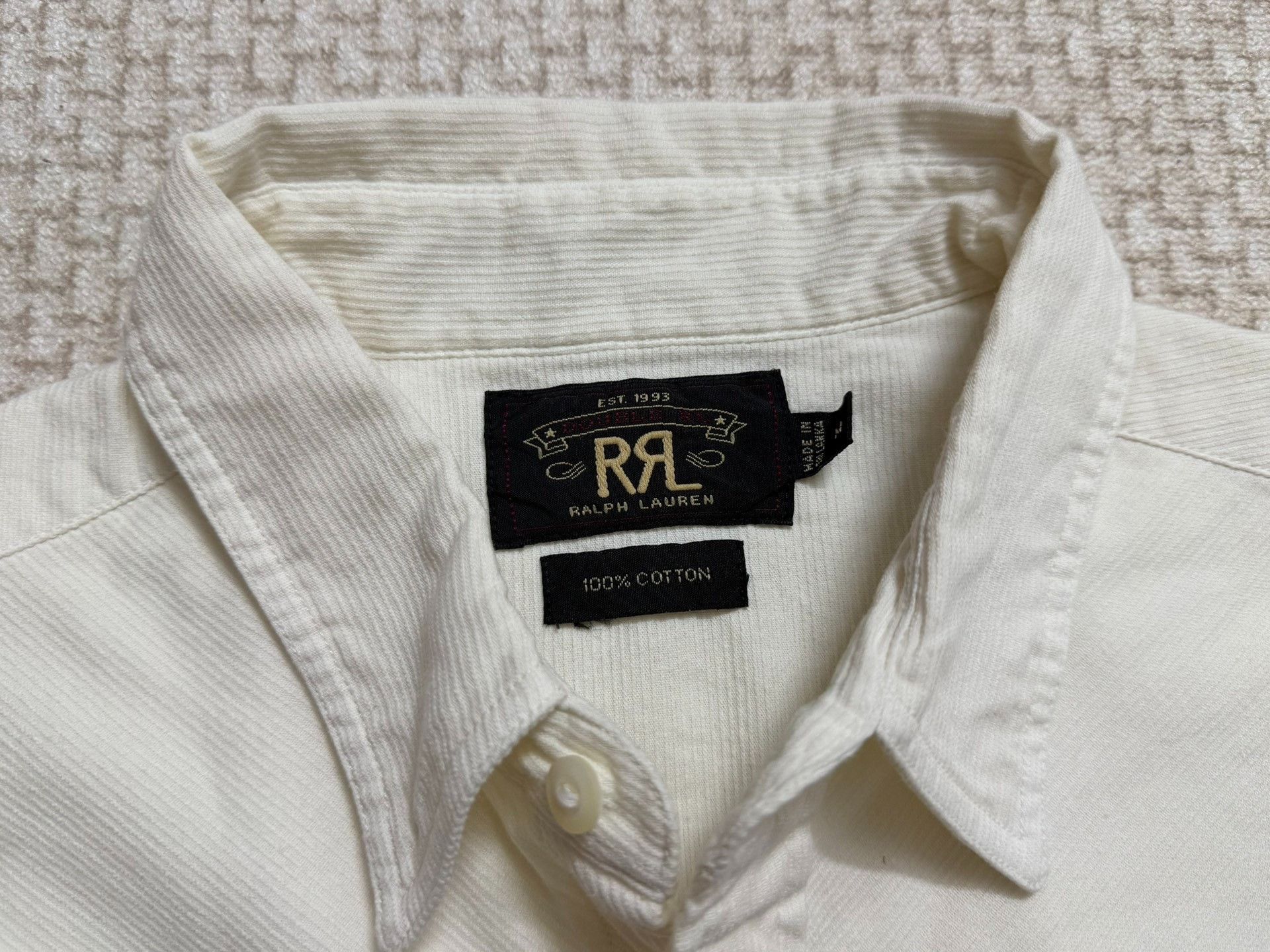 RRL Ralph Lauren RRL Vintage Depp Style White Corduroy Western Shirt Size US M / EU 48-50 / 2 - 3 Thumbnail