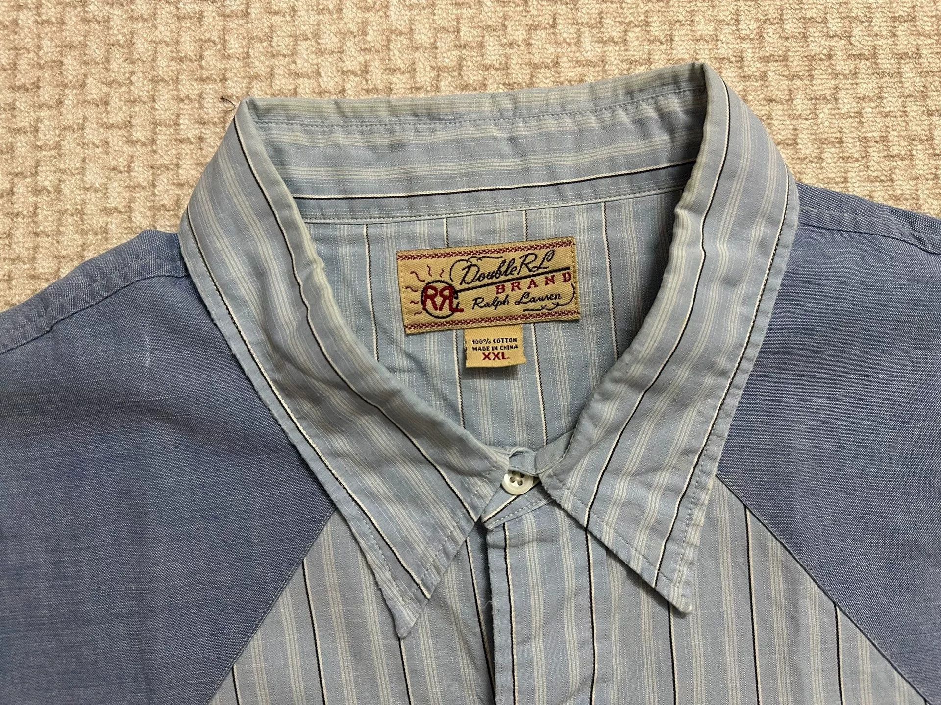 RRL Ralph Lauren RRL Double RL Striped Patchwork Shirt Size US XXL / EU 58 / 5 - 3 Thumbnail