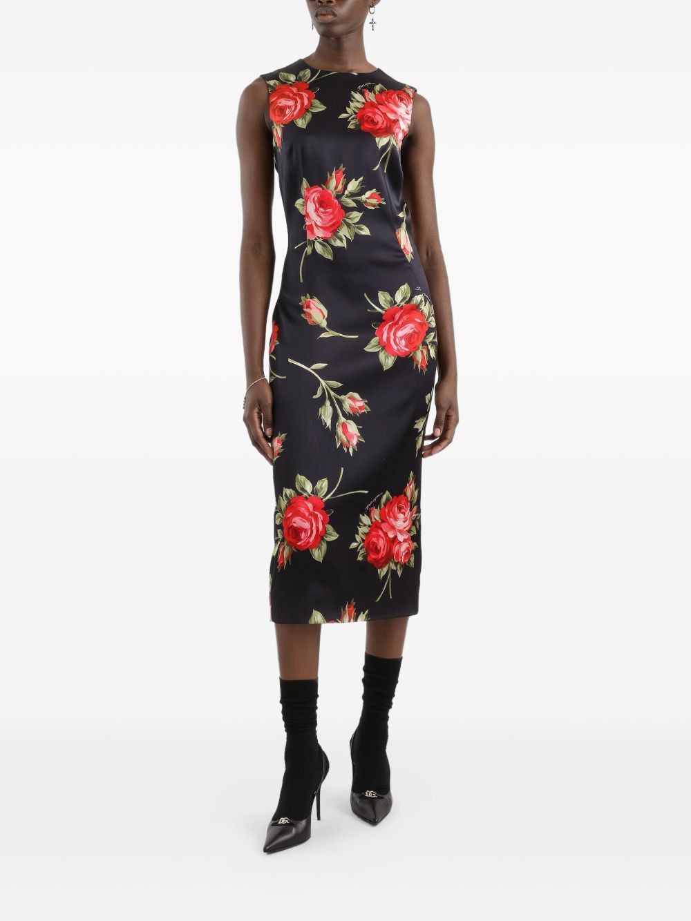 Dolce & Gabbana ROSES BOUQUET PRINT MIDI DRESS Size M / US 6-8 / IT 42-44 - 4 Thumbnail
