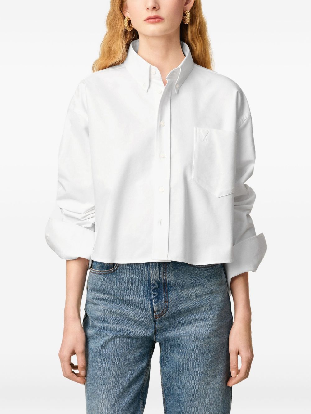 AMI COTTON CROPPED SHIRT Size XS / US 0-2 / IT 36-38 - 6 Thumbnail