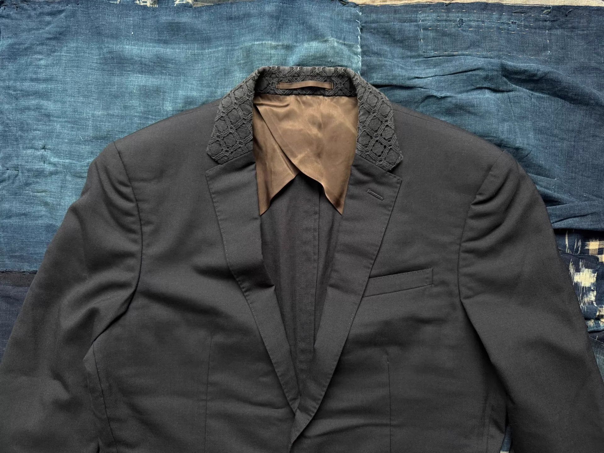 Kolor Black Formal Blazer with Textured Collar Size US XL / EU 56 / 4 - 4 Thumbnail