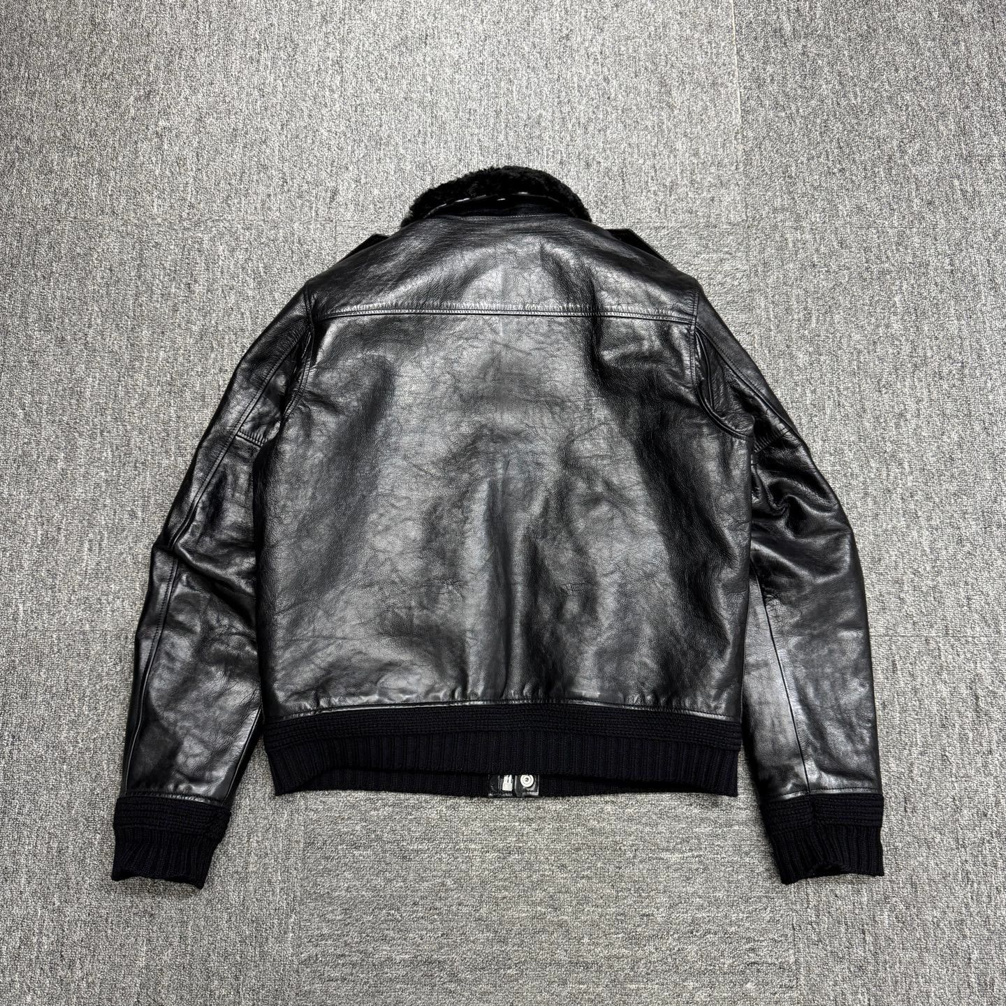 Saint Laurent Paris Black Leather Jacket with Fur Collar Size US M / EU 48-50 / 2 - 5 Thumbnail