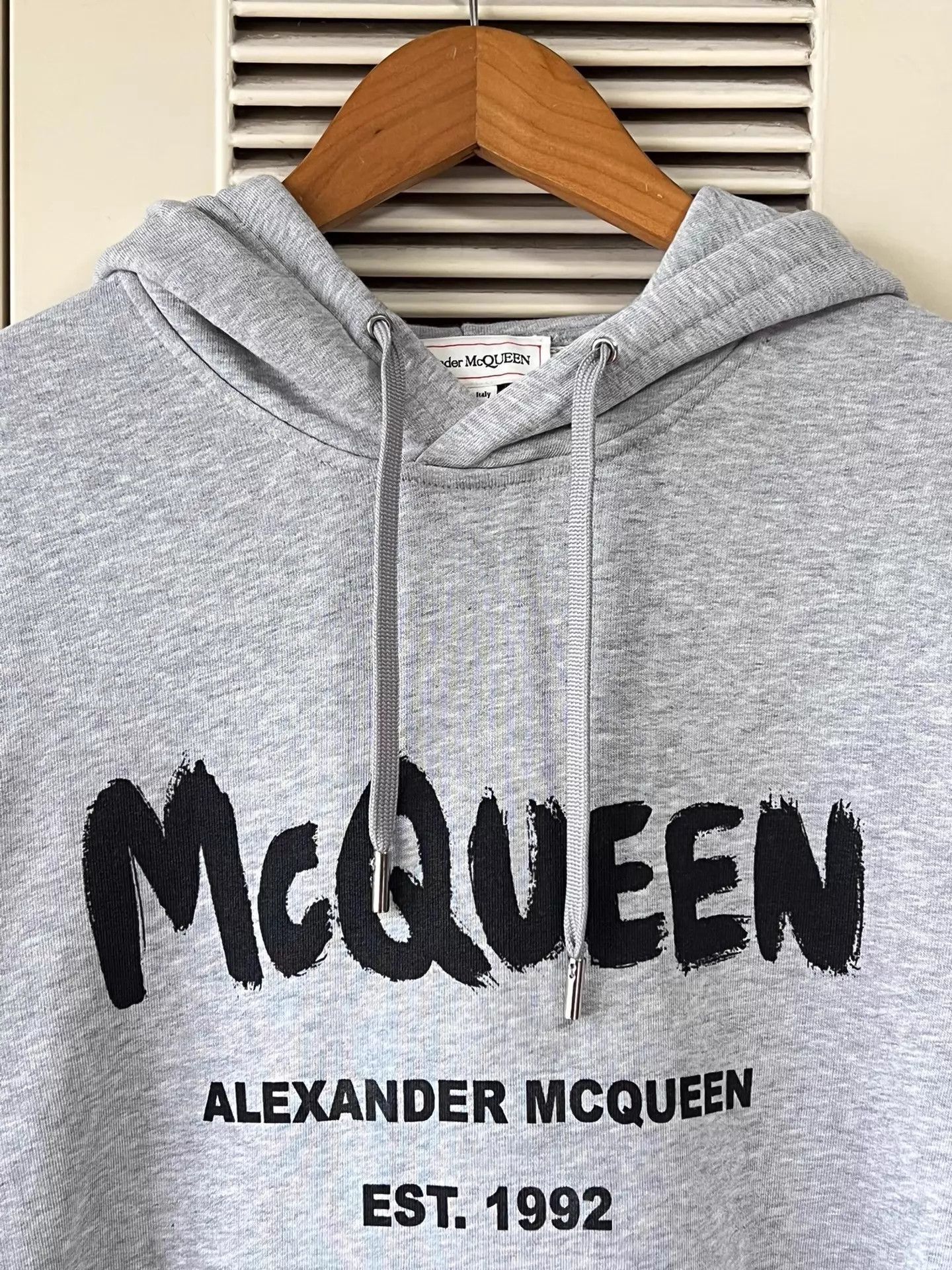 Alexander McQueen Gray Printed Hoodie with Drawstring - Size M Size US M / EU 48-50 / 2 - 3 Thumbnail