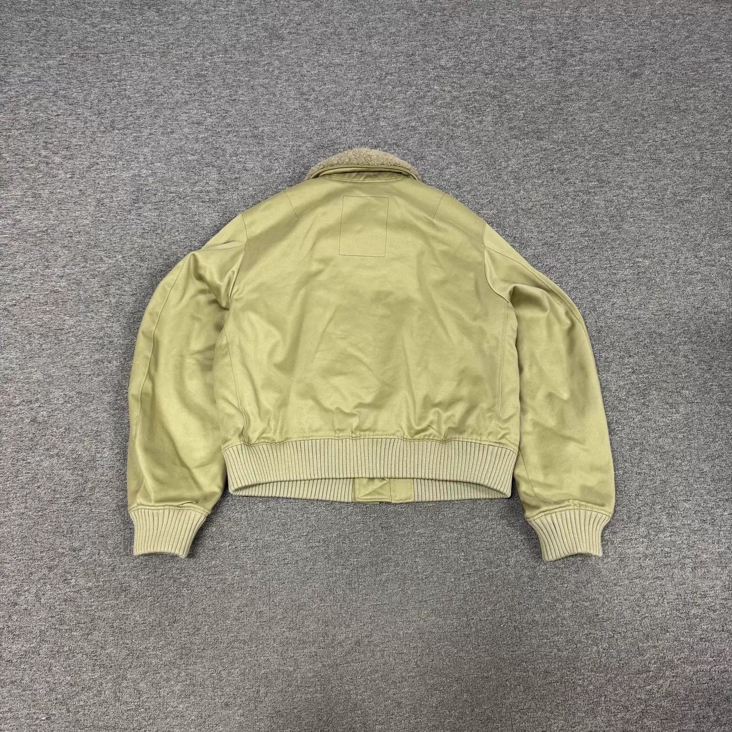 Green Bomber Jacket with Faux Fur Collar Size M