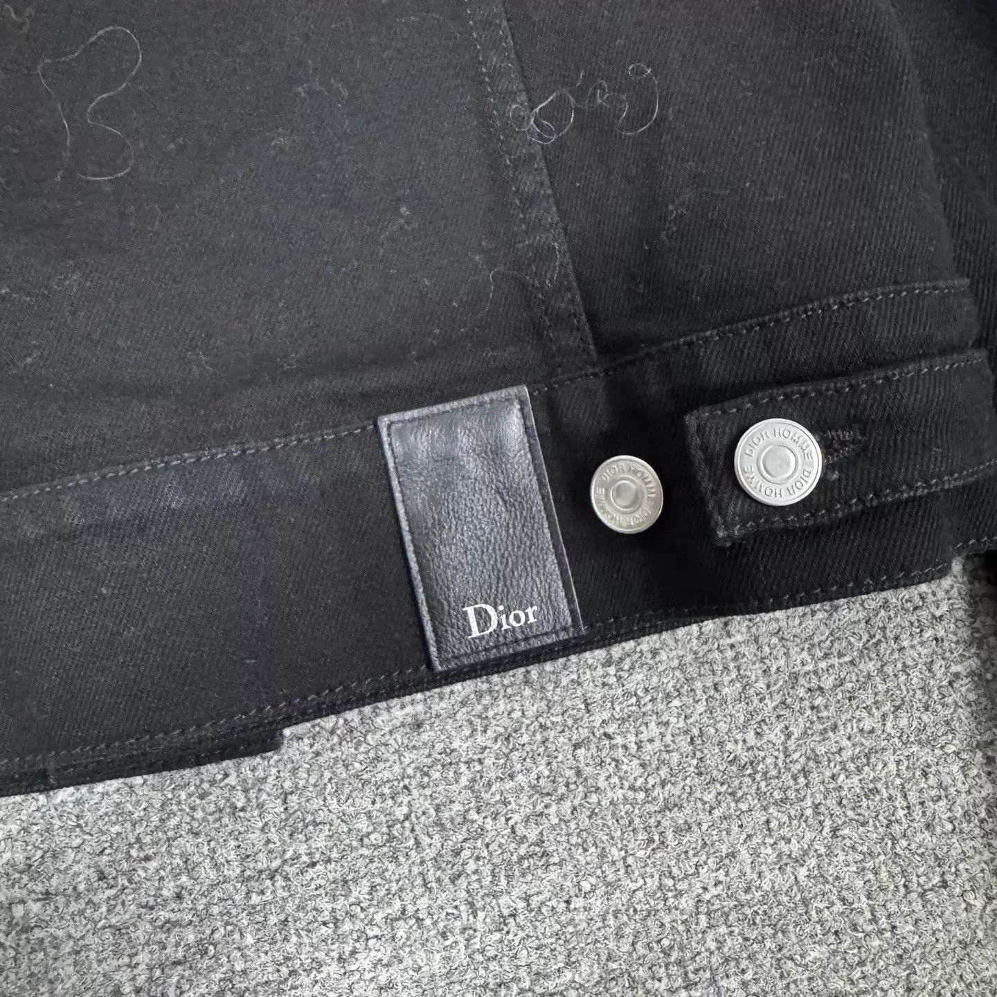 Dior Black Denim Jacket with Embroidered Sleeve Detail Size US XS / EU 42 / 0 - 7 Thumbnail