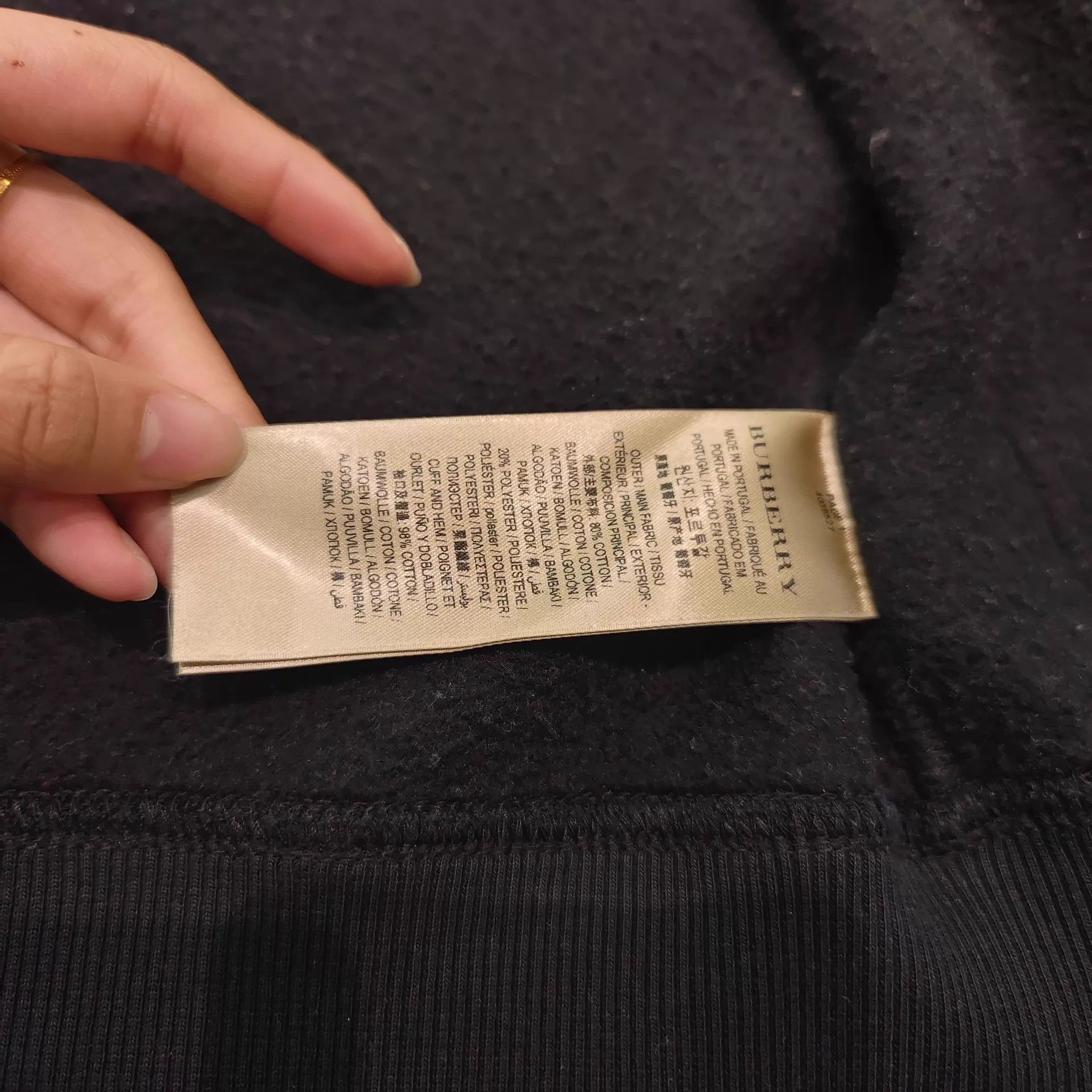 Burberry Black Zip-Up Hoodie with Check Lining, Size M Size US M / EU 48-50 / 2 - 7 Thumbnail