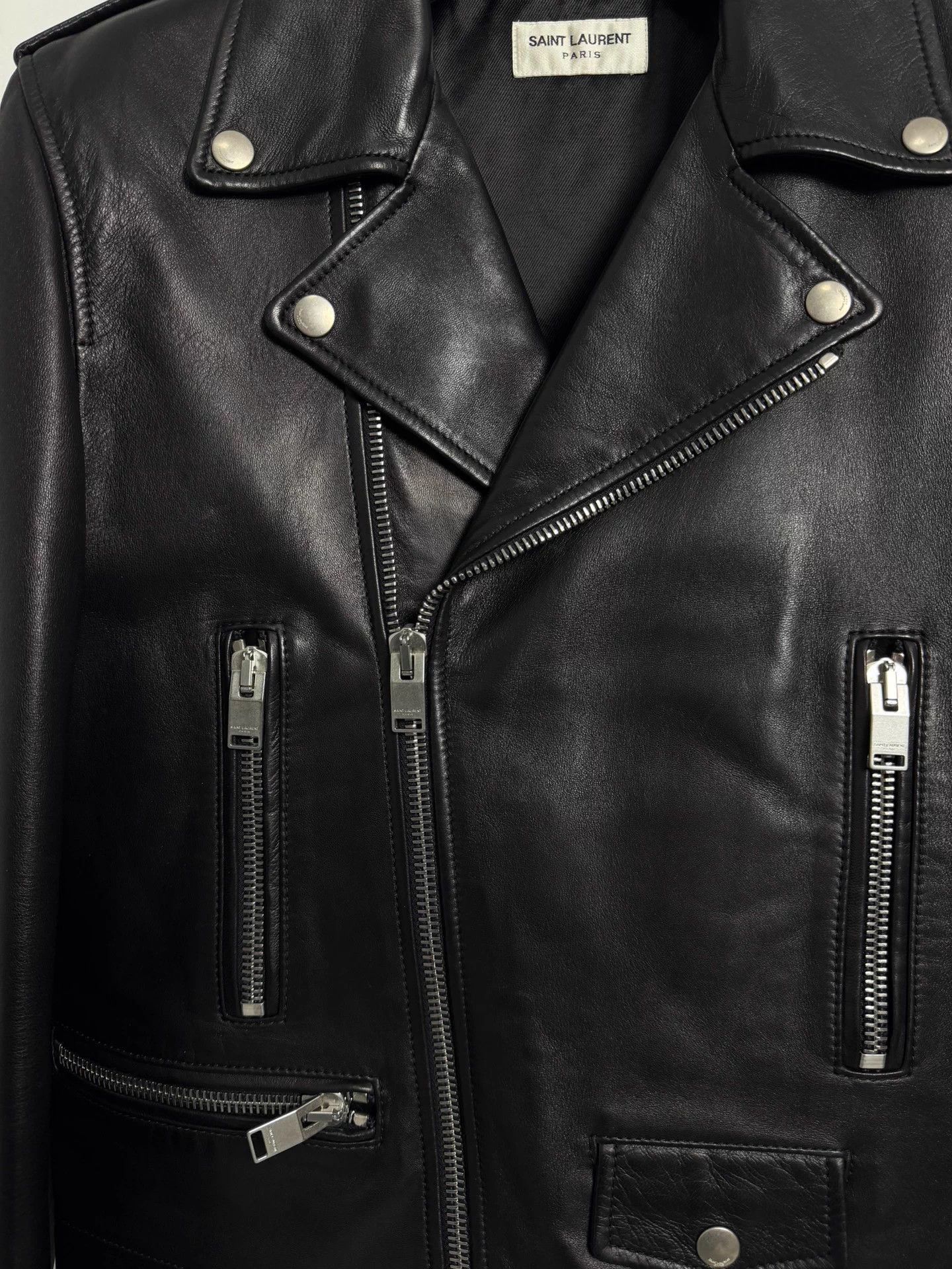 Saint Laurent Paris Black Leather Biker Jacket Size M Size US M / EU 48-50 / 2 - 3 Thumbnail