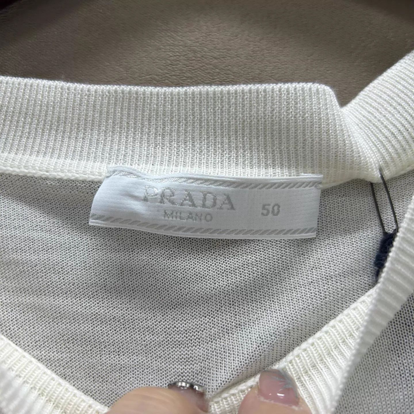 Prada White Long Sleeve Knit Top Size US M / EU 48-50 / 2 - 3 Thumbnail