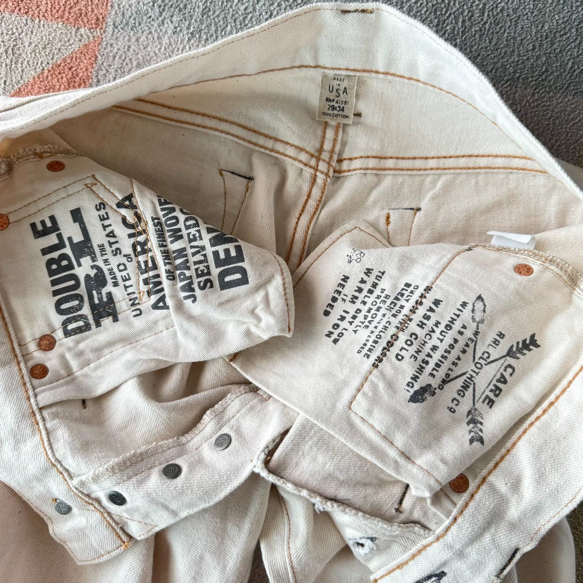 RRL Ralph Lauren RRL Slim Boot Cut White Jeans Size 29" - 4 Thumbnail