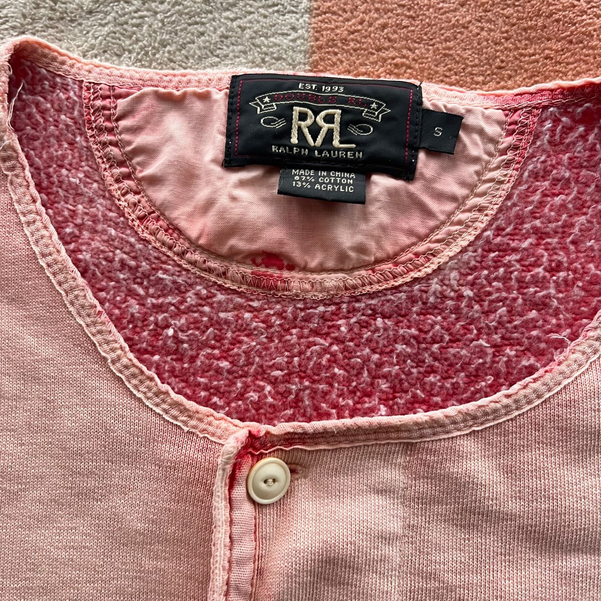 RRL Ralph Lauren RRL Pink Henley Sweater Size US S / EU 44-46 / 1 - 4 Thumbnail