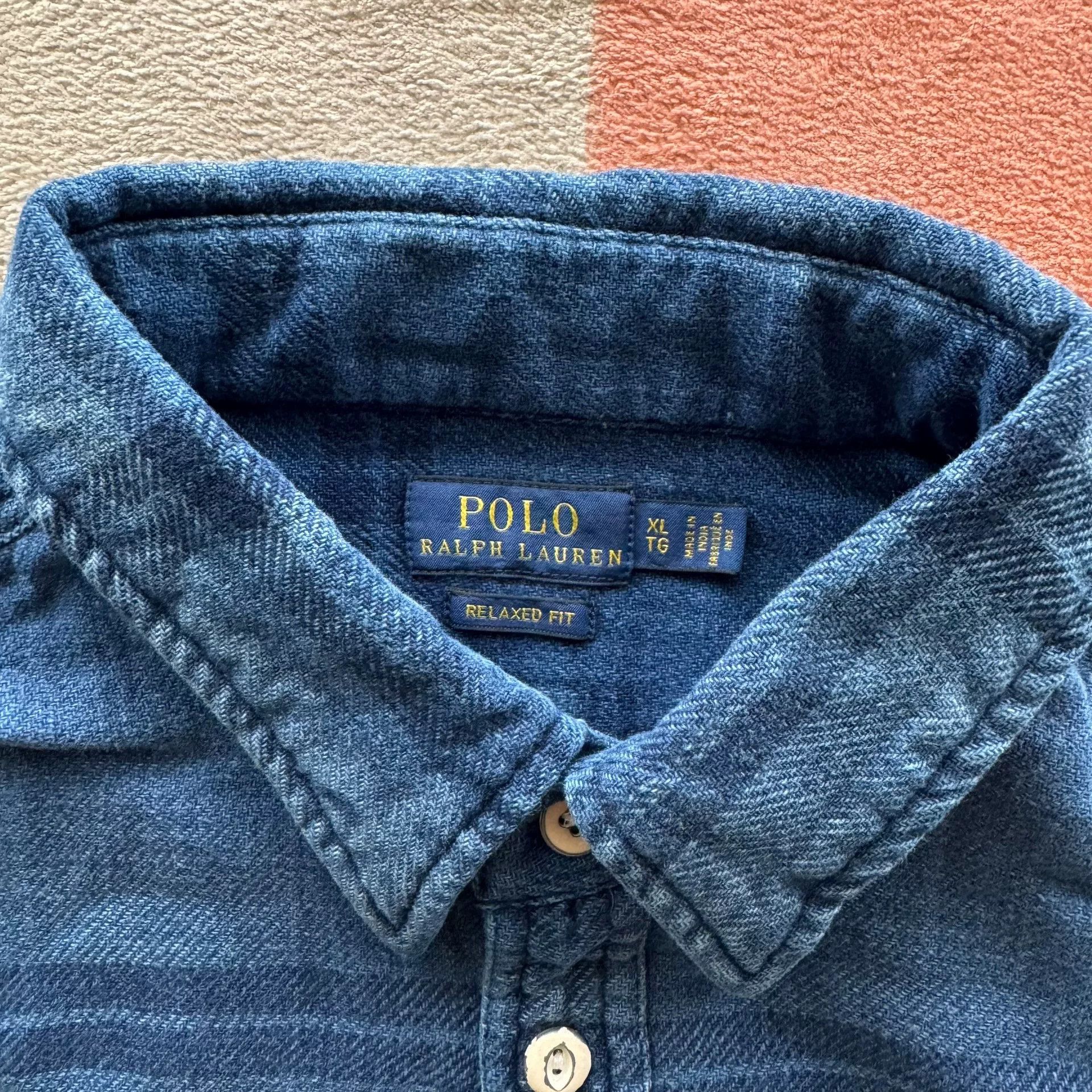 RRL Ralph Lauren Ralph Lauren Indigo Sashiko Patch Shirt Size US XL / EU 56 / 4 - 4 Thumbnail