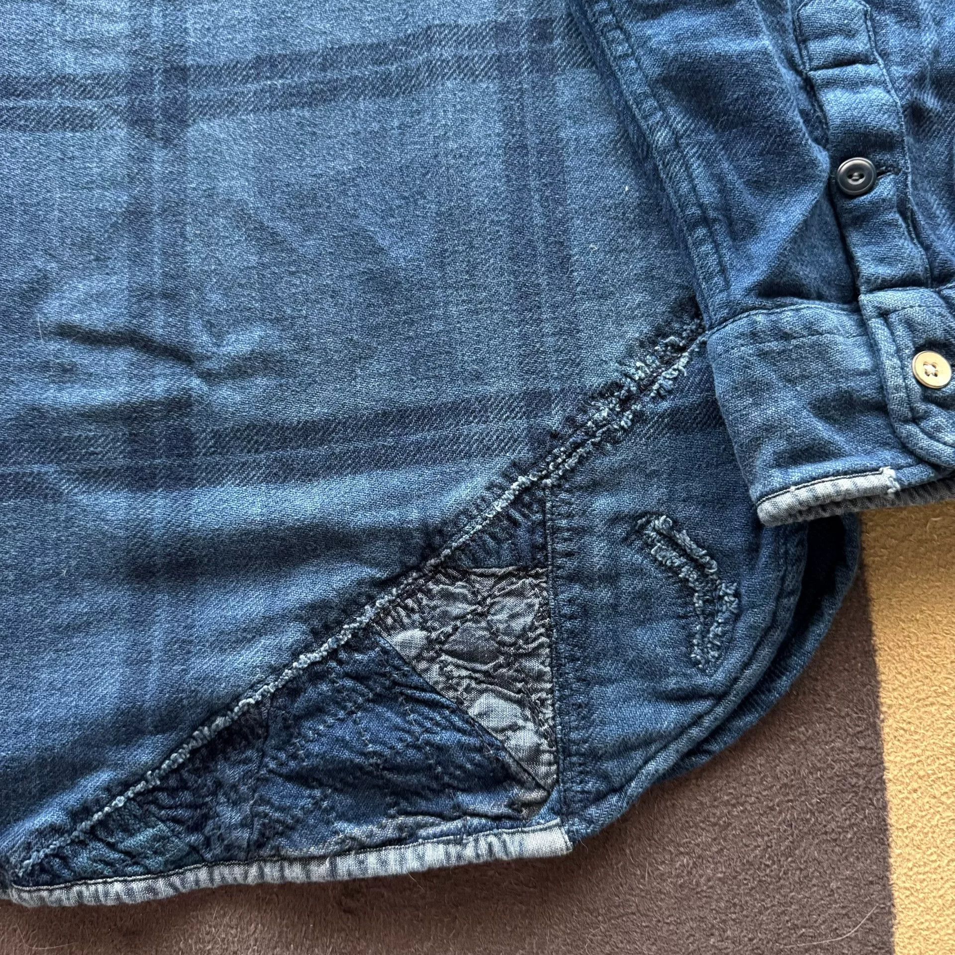 RRL Ralph Lauren Ralph Lauren Indigo Sashiko Patch Shirt Size US XL / EU 56 / 4 - 7 Thumbnail