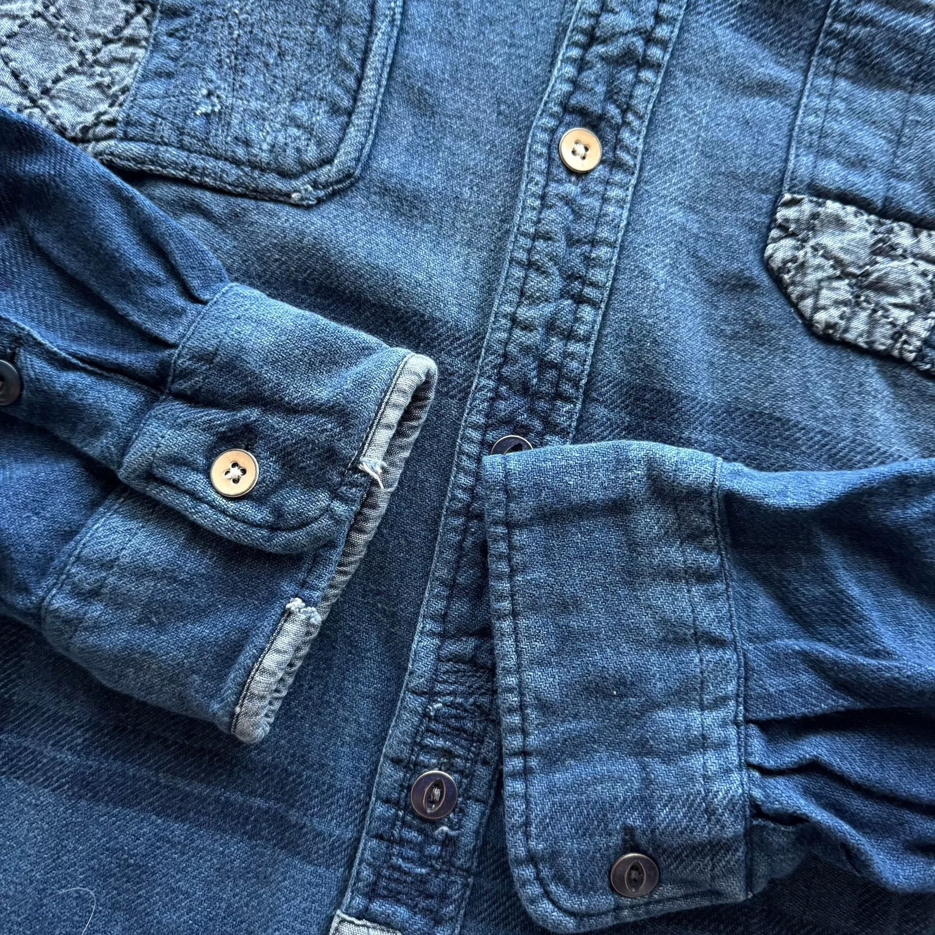 RRL Ralph Lauren Ralph Lauren Indigo Sashiko Patch Shirt Size US XL / EU 56 / 4 - 5 Thumbnail