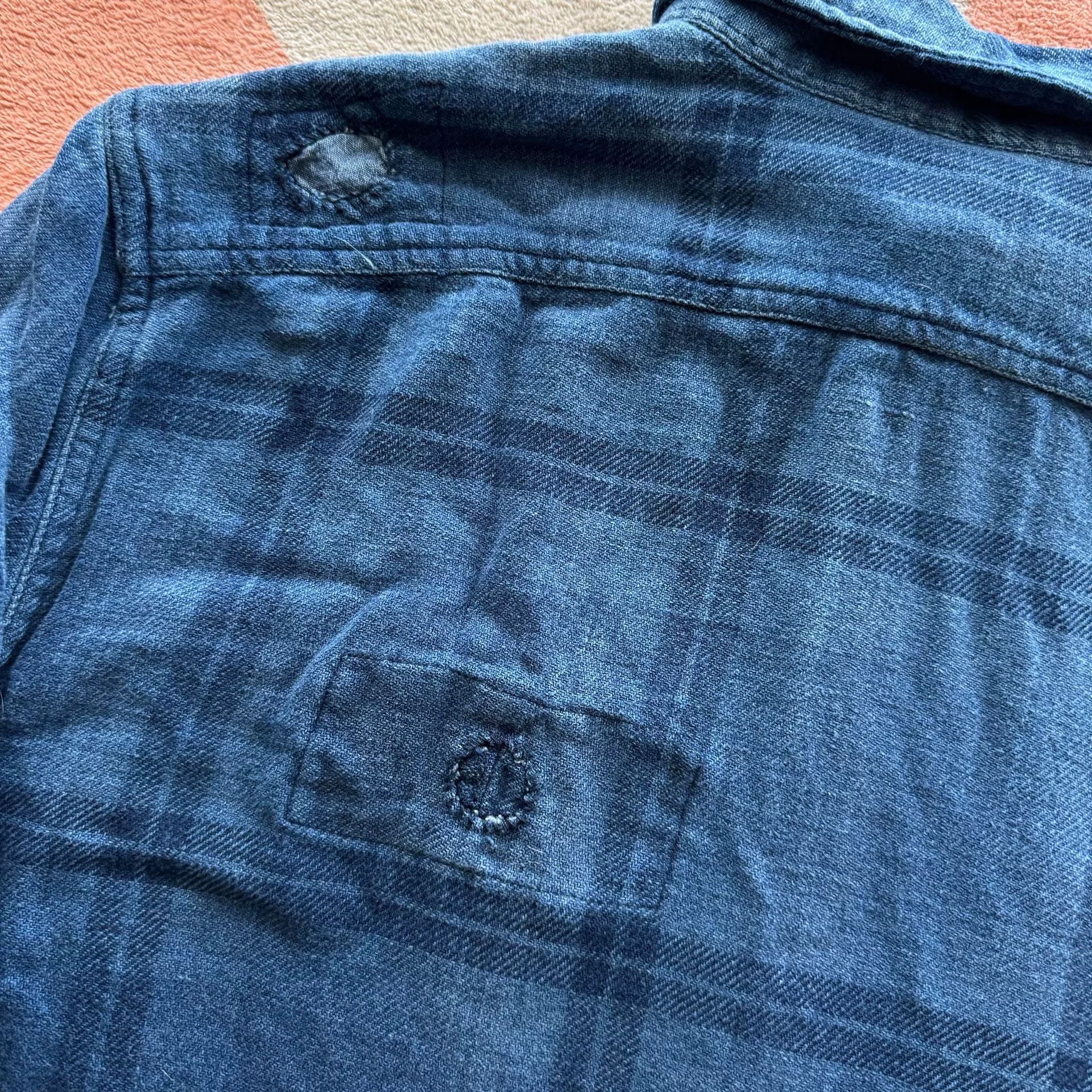 RRL Ralph Lauren Ralph Lauren Indigo Sashiko Patch Shirt Size US XL / EU 56 / 4 - 8 Thumbnail