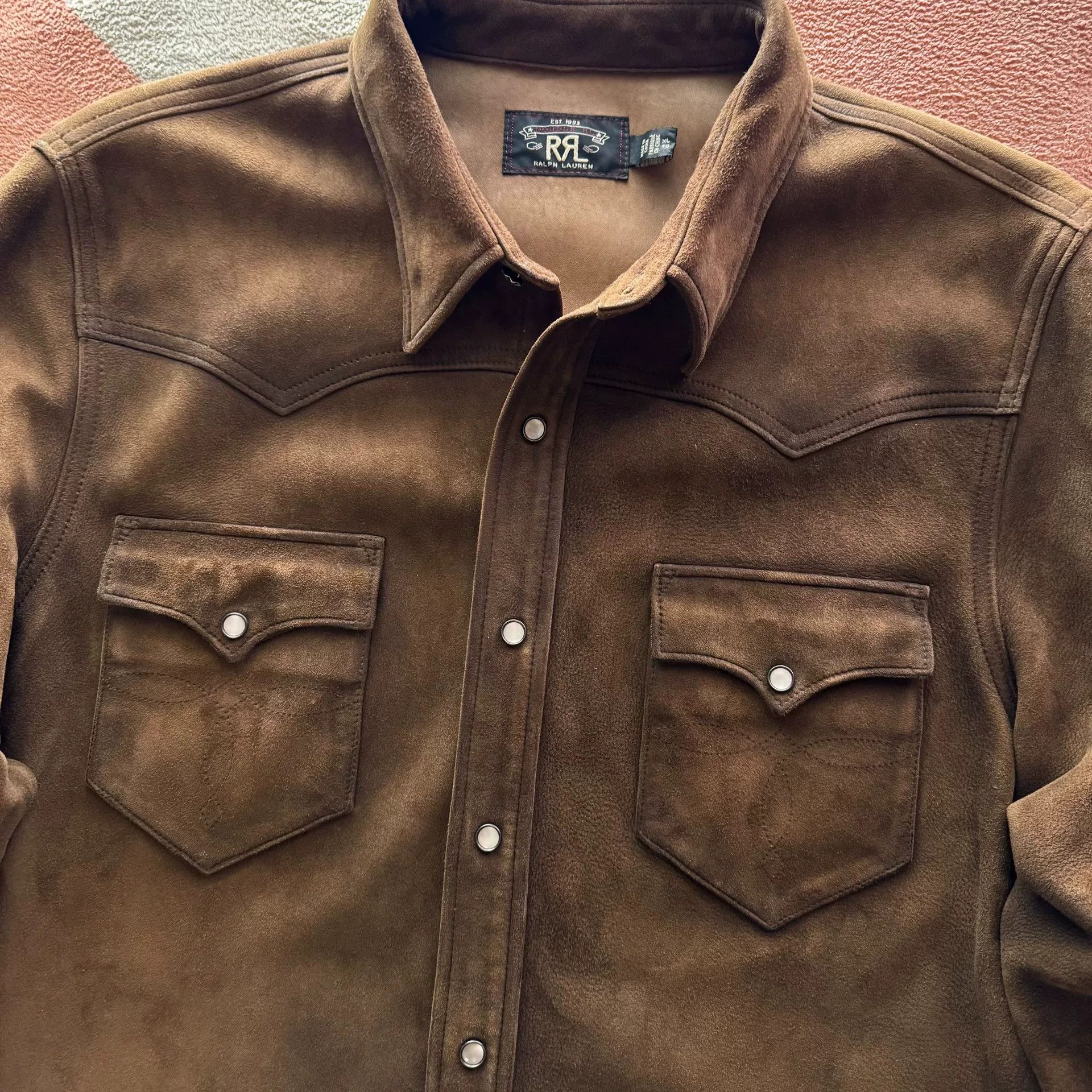 RRL Ralph Lauren RRL Distressed Suede Shirt Size US XL / EU 56 / 4 - 3 Thumbnail