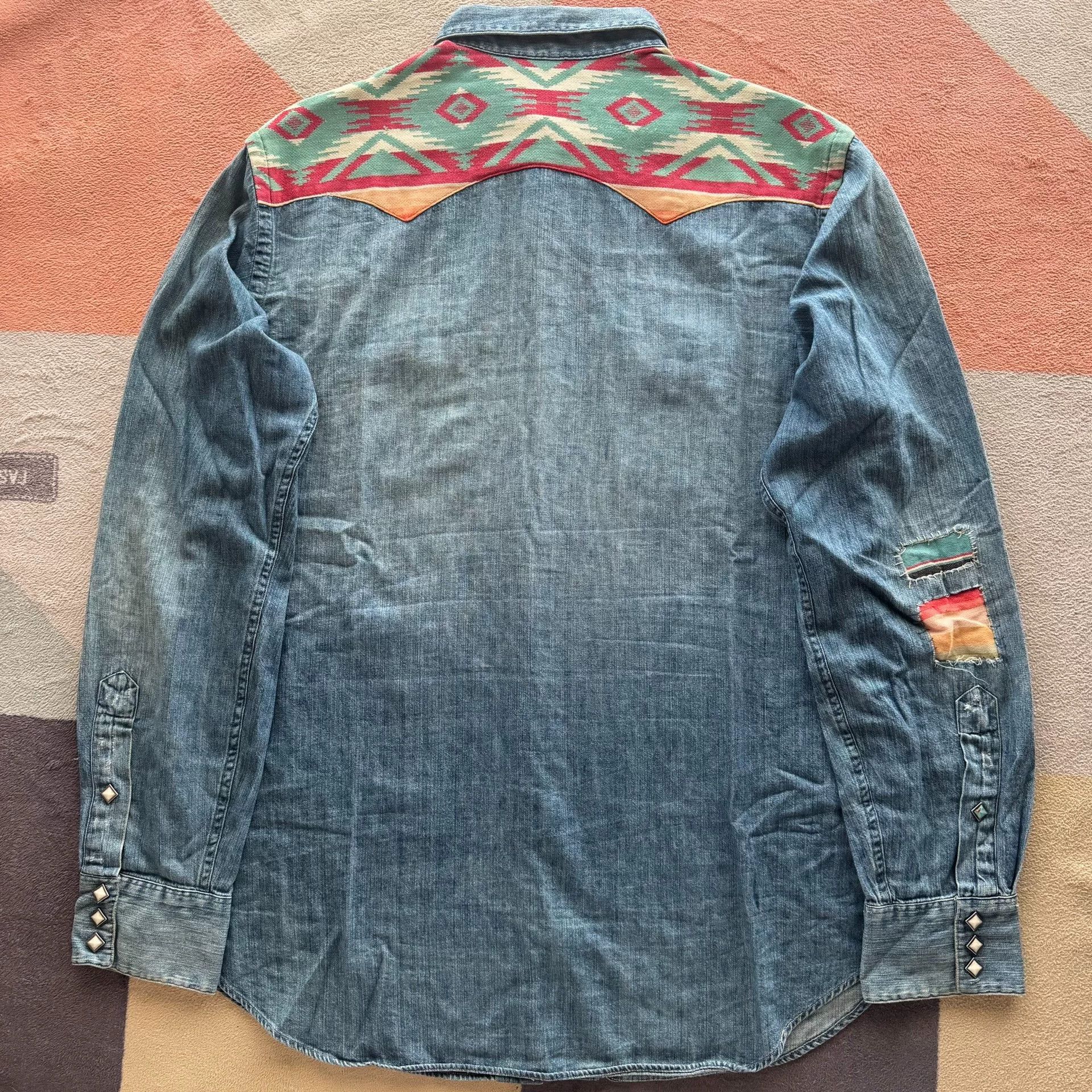 Polo Ralph Lauren Ralph Lauren Southwest Patchwork Denim Shirt Size US L / EU 52-54 / 3 - 2 Thumbnail