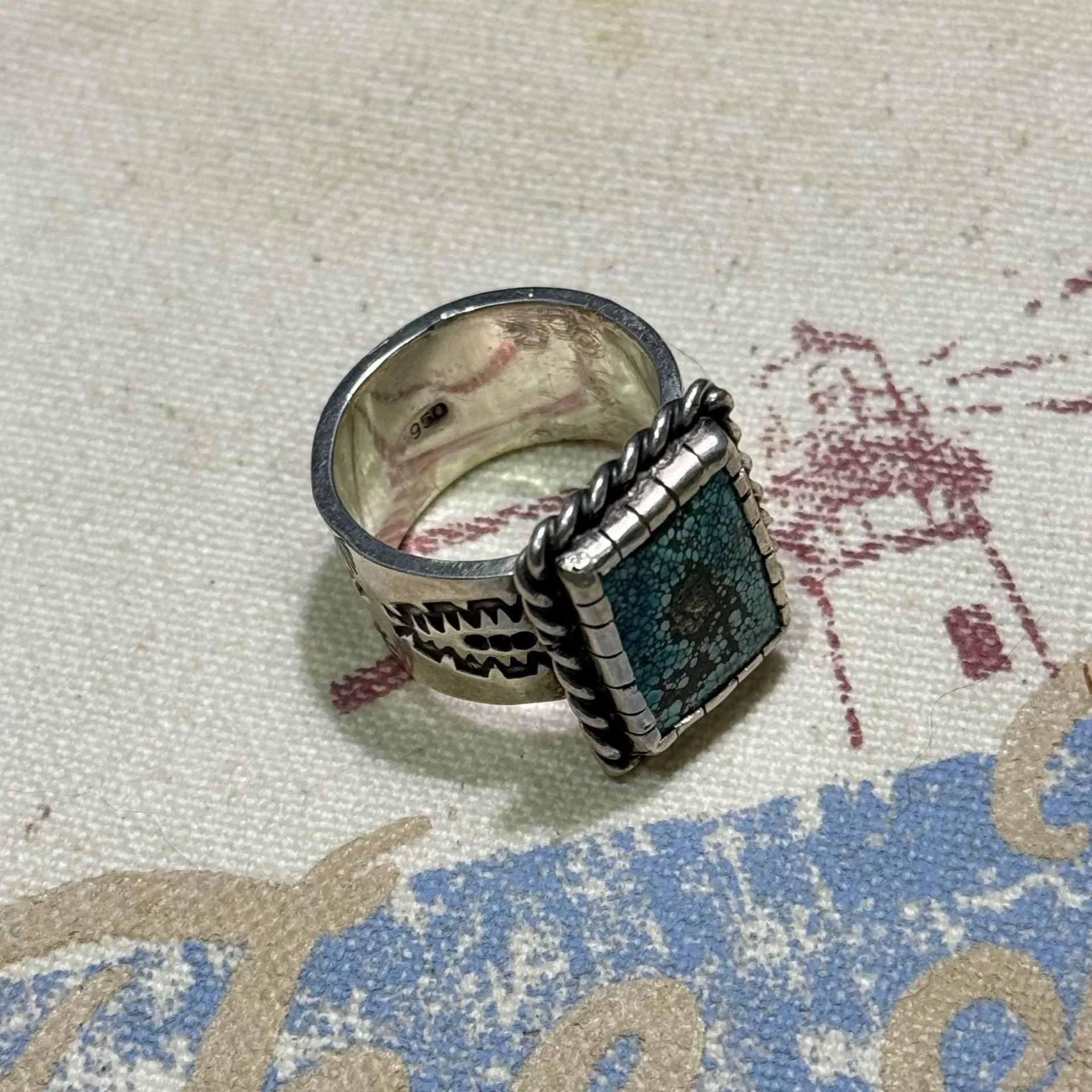 Other Navajo Style Turquoise 950 Silver Ring Size ONE SIZE - 3 Thumbnail