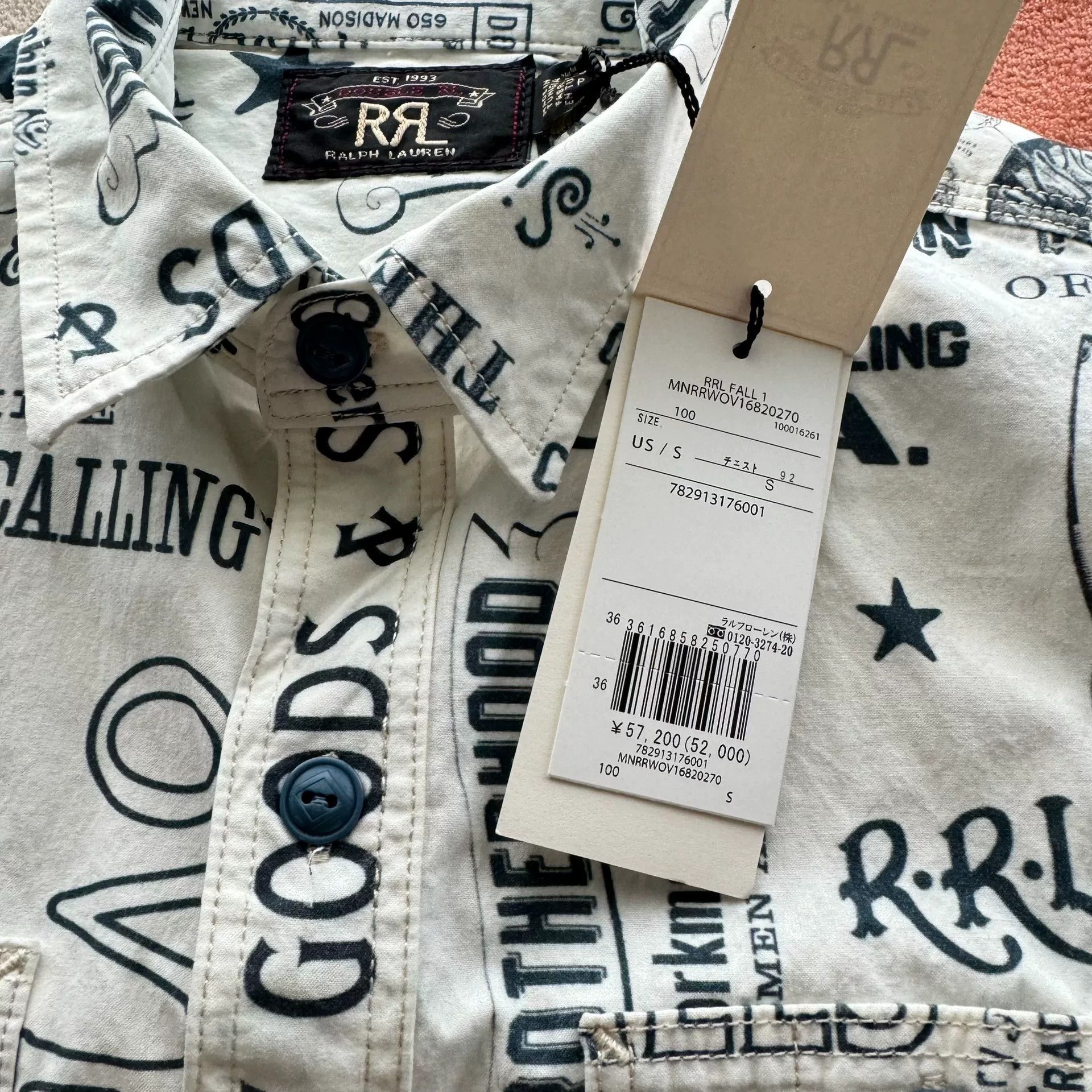 RRL Ralph Lauren RRL Vintage Print Work Shirt Size US S / EU 44-46 / 1 - 5 Thumbnail