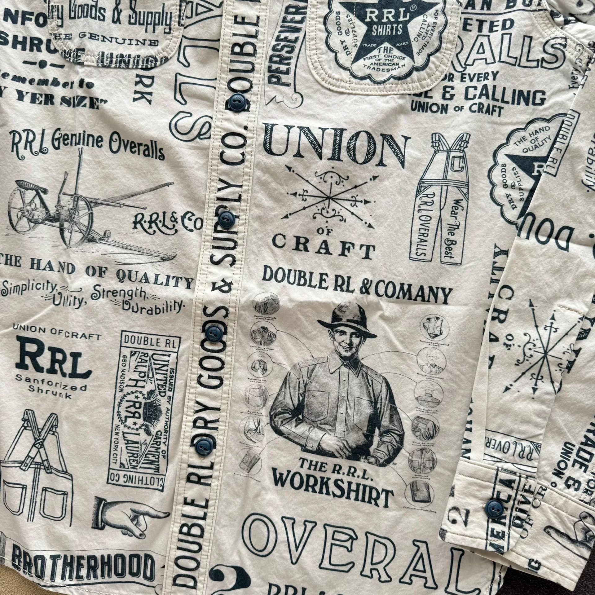 RRL Ralph Lauren RRL Vintage Print Work Shirt Size US S / EU 44-46 / 1 - 3 Thumbnail
