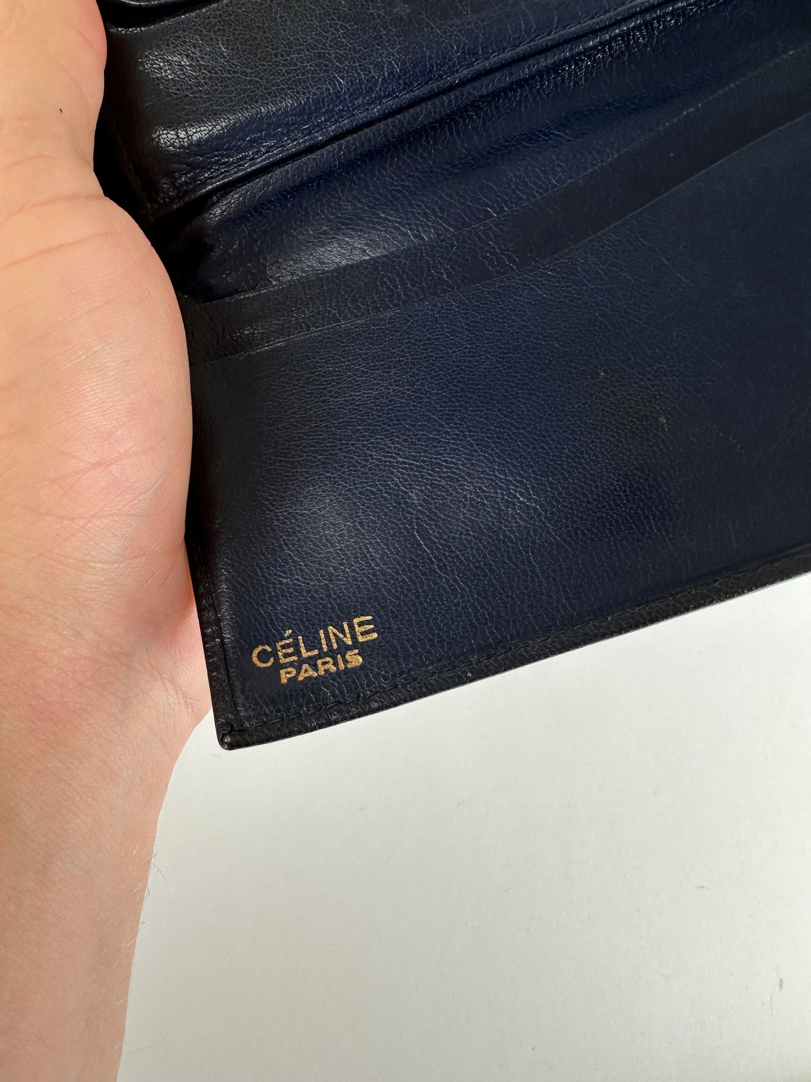 Celine Vintage Paris Triomphe Leather Wallet Black Size ONE SIZE - 6 Thumbnail
