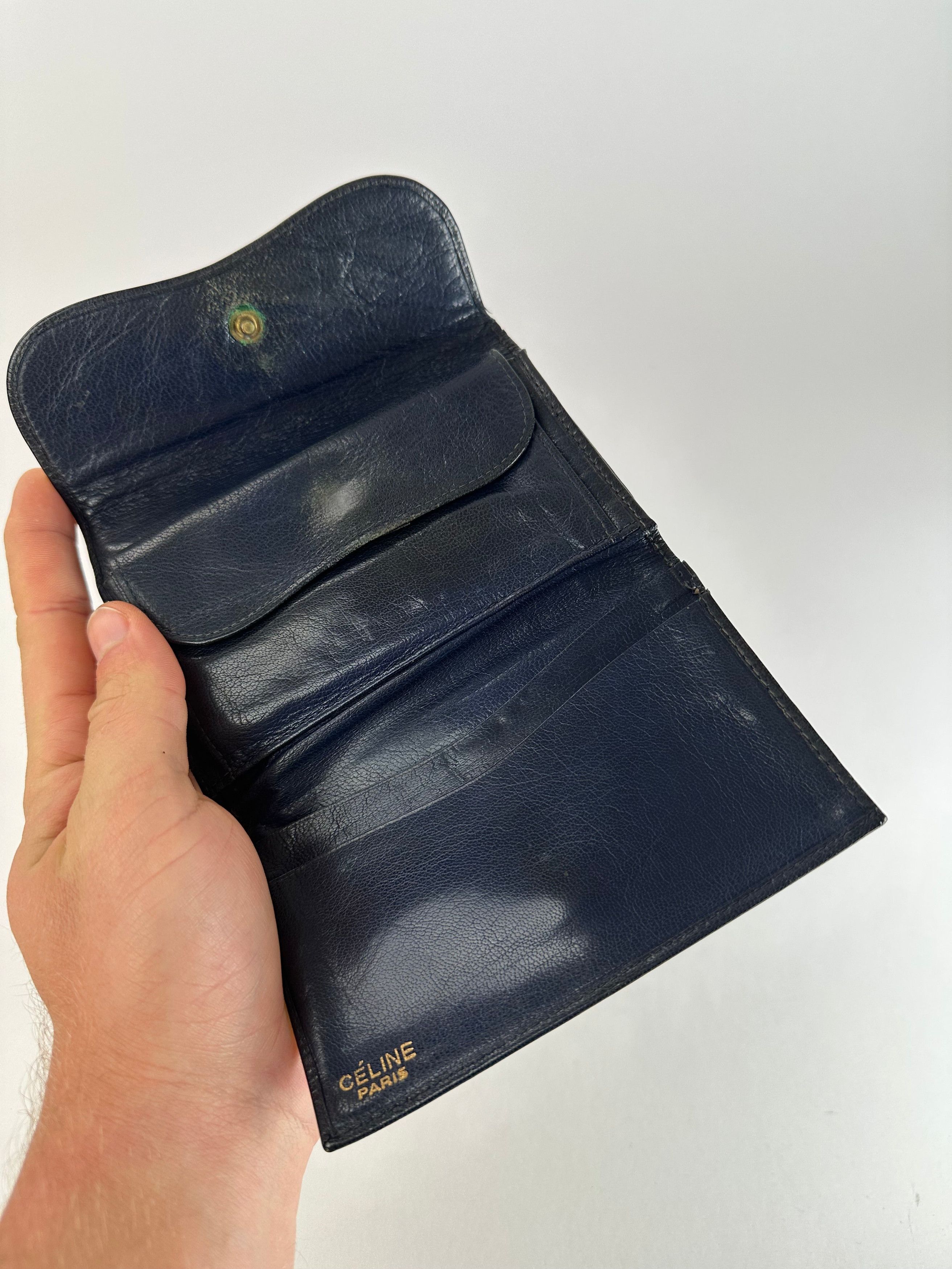 Celine Vintage Paris Triomphe Leather Wallet Black Size ONE SIZE - 5 Thumbnail