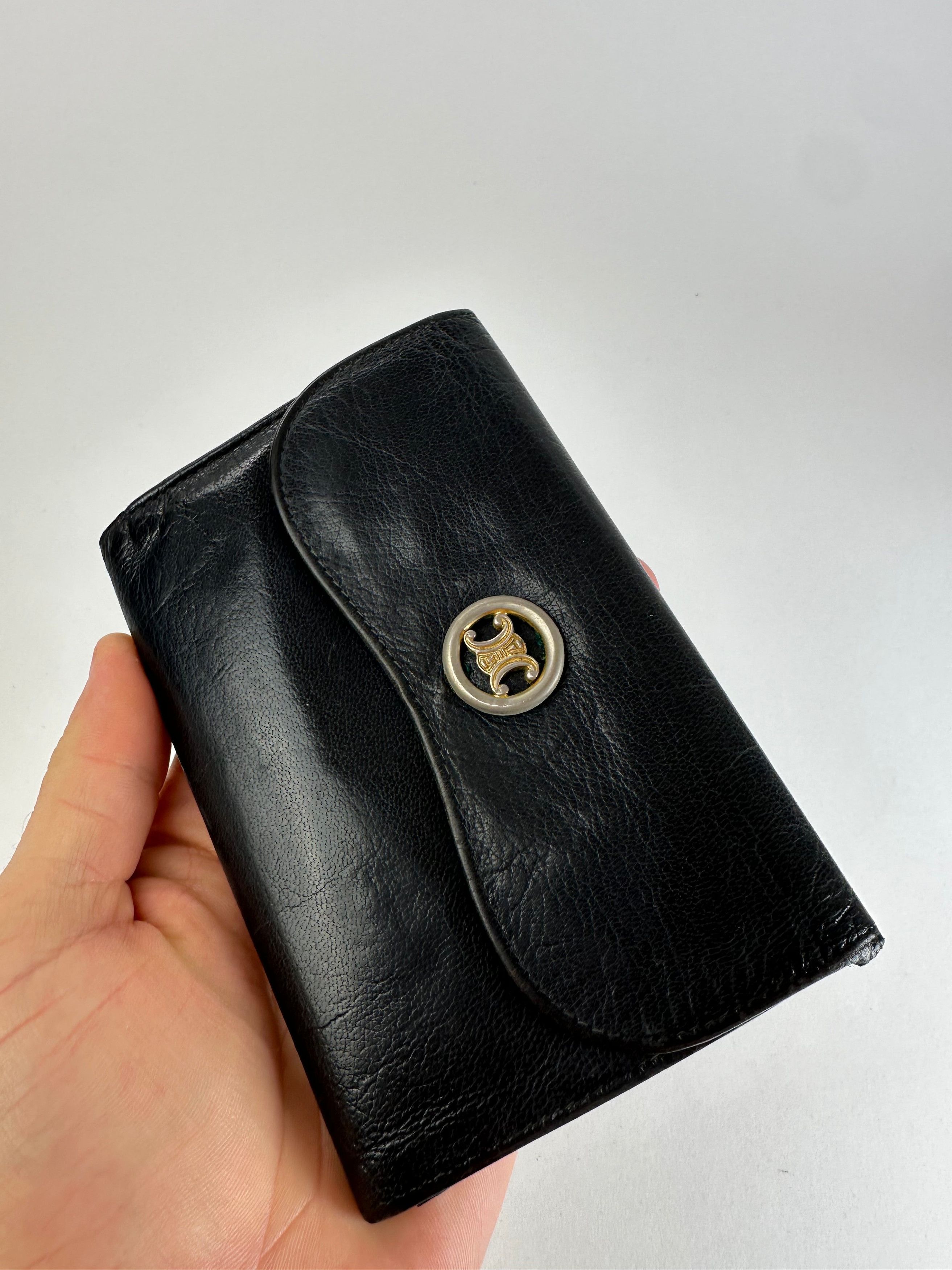 Celine Vintage Paris Triomphe Leather Wallet Black Size ONE SIZE - 3 Thumbnail