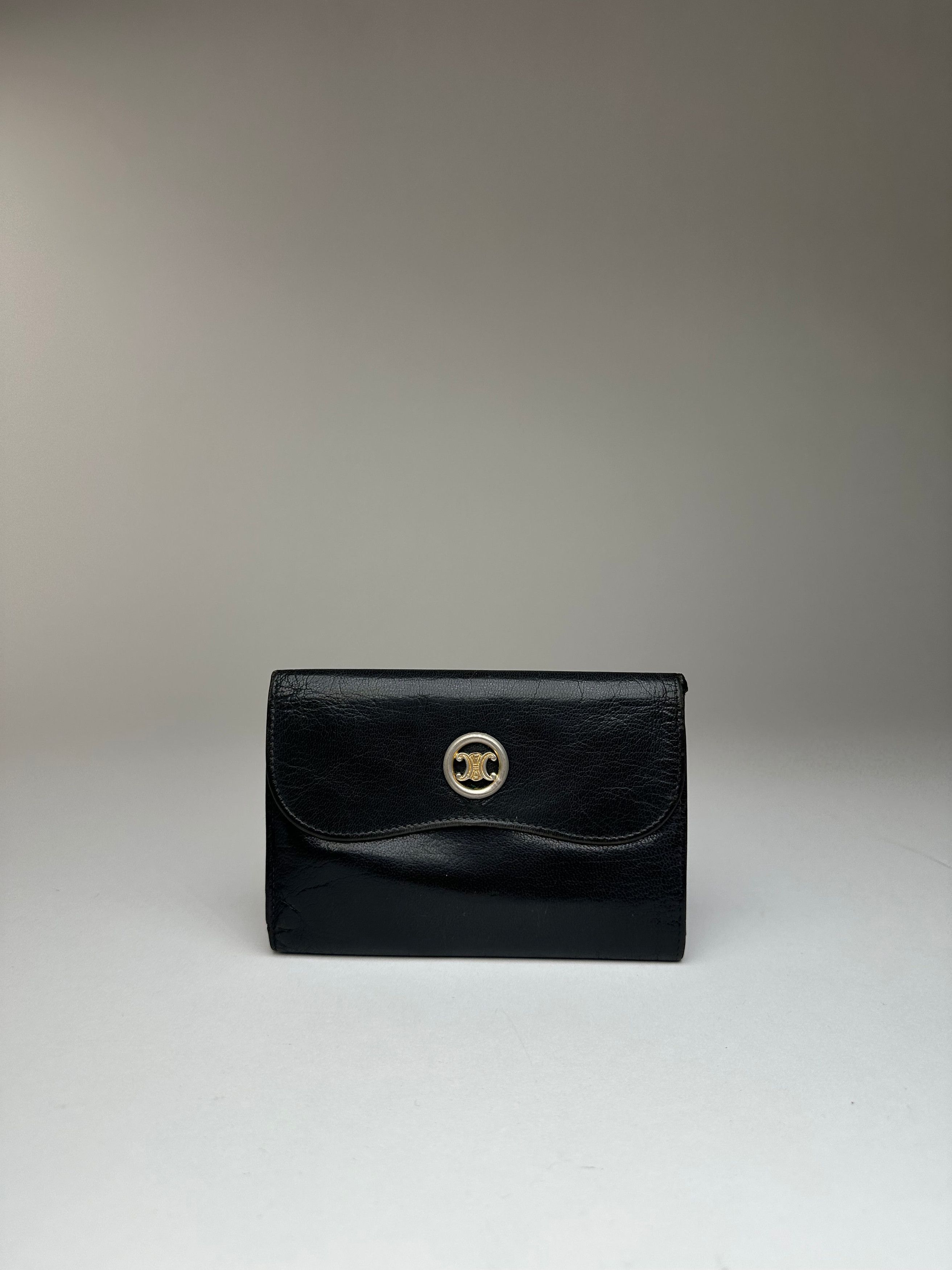 Celine Vintage Paris Triomphe Leather Wallet Black Size ONE SIZE - 10 Thumbnail