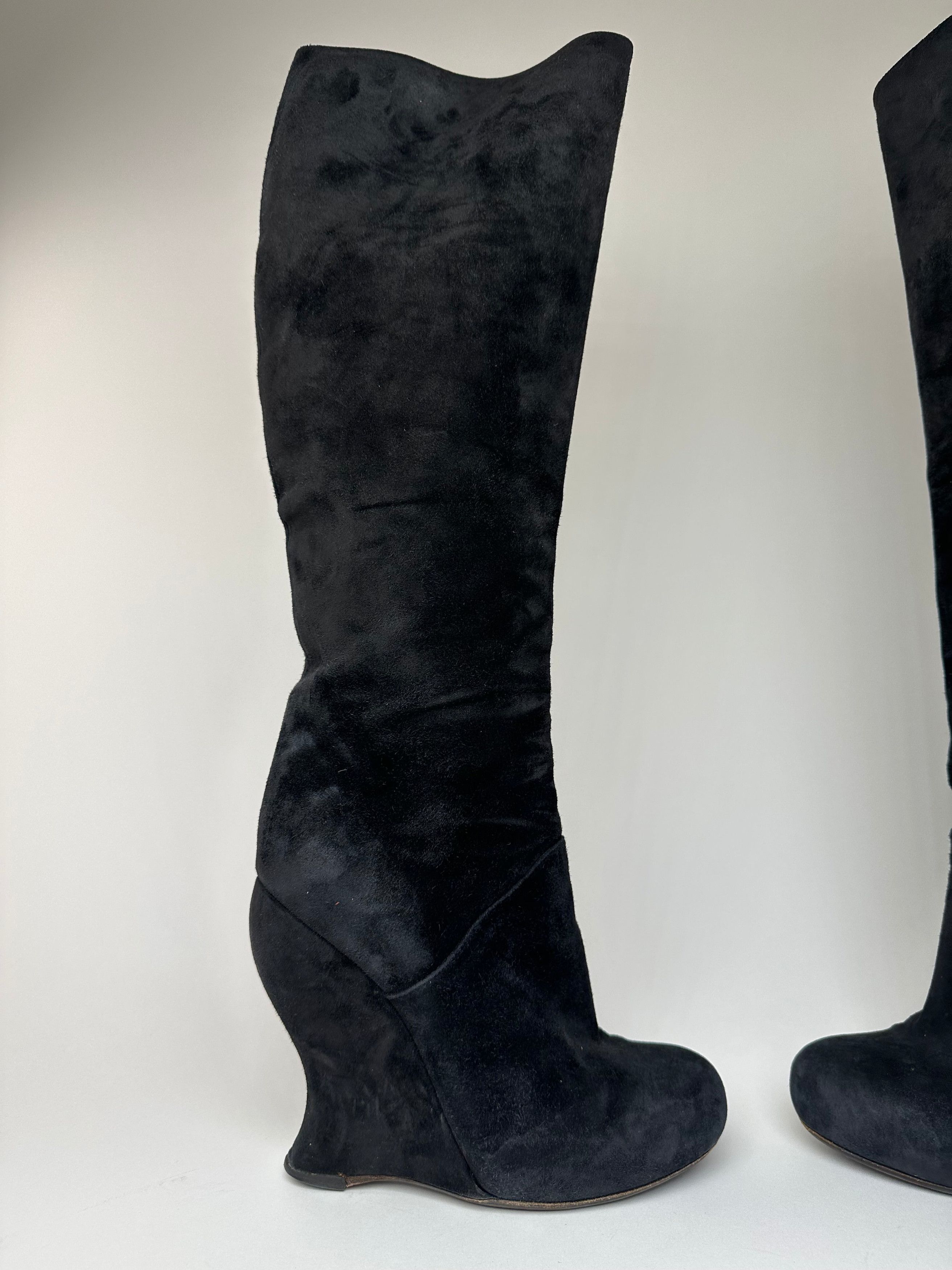 Bottega Veneta Vintage Suede Boots Black EU37,5 Size US 6.5 / IT 36.5 - 3 Thumbnail