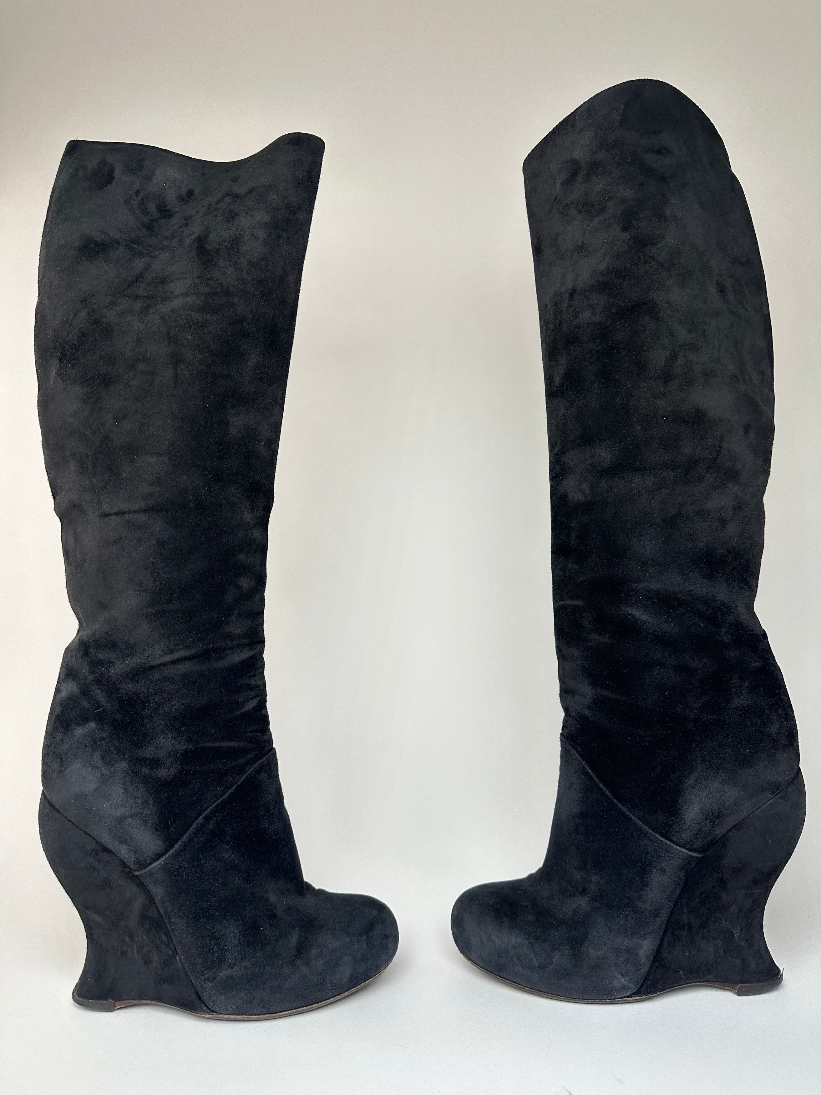 Bottega Veneta Vintage Suede Boots Black EU37,5 Size US 6.5 / IT 36.5 - 12 Thumbnail