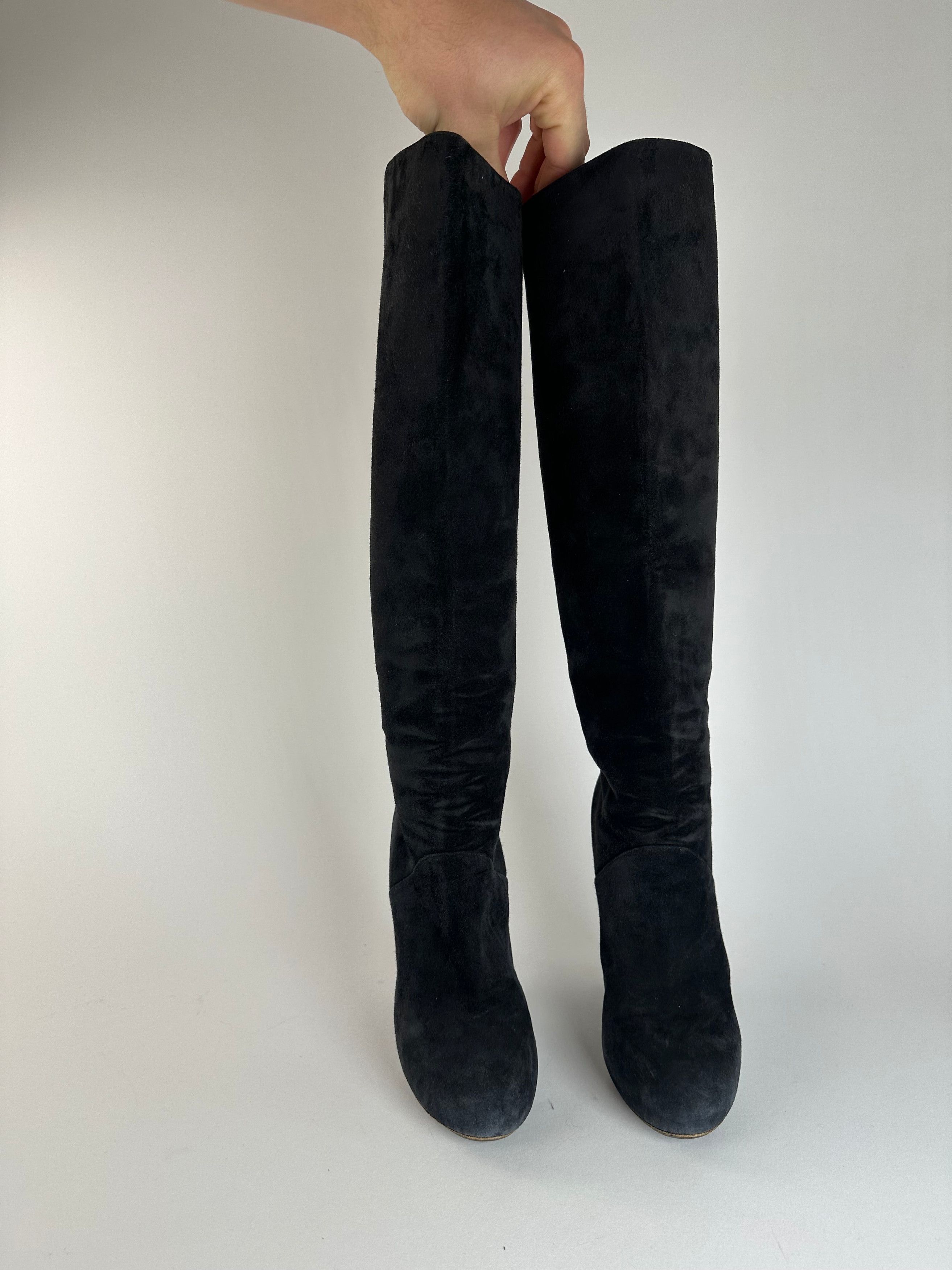 Bottega Veneta Vintage Suede Boots Black EU37,5 Size US 6.5 / IT 36.5 - 6 Thumbnail