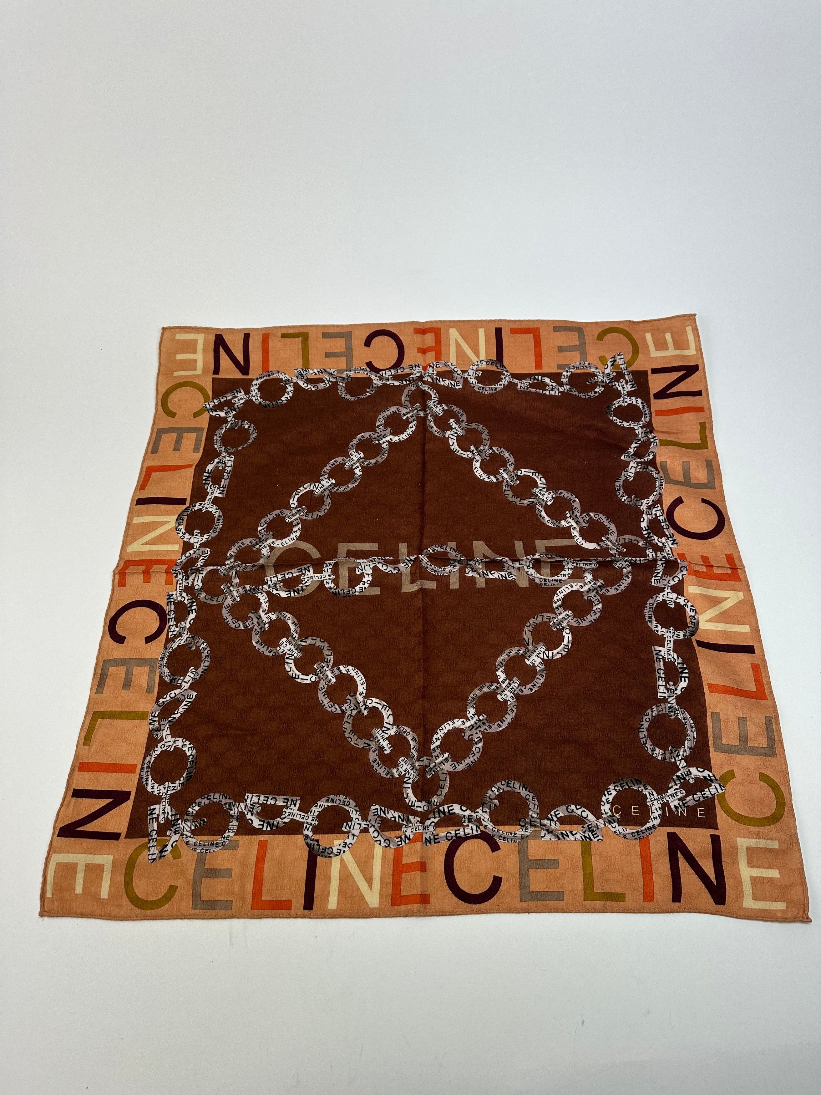Celine Vintage Paris Triomphe Scarf Brown Size ONE SIZE - 10 Thumbnail