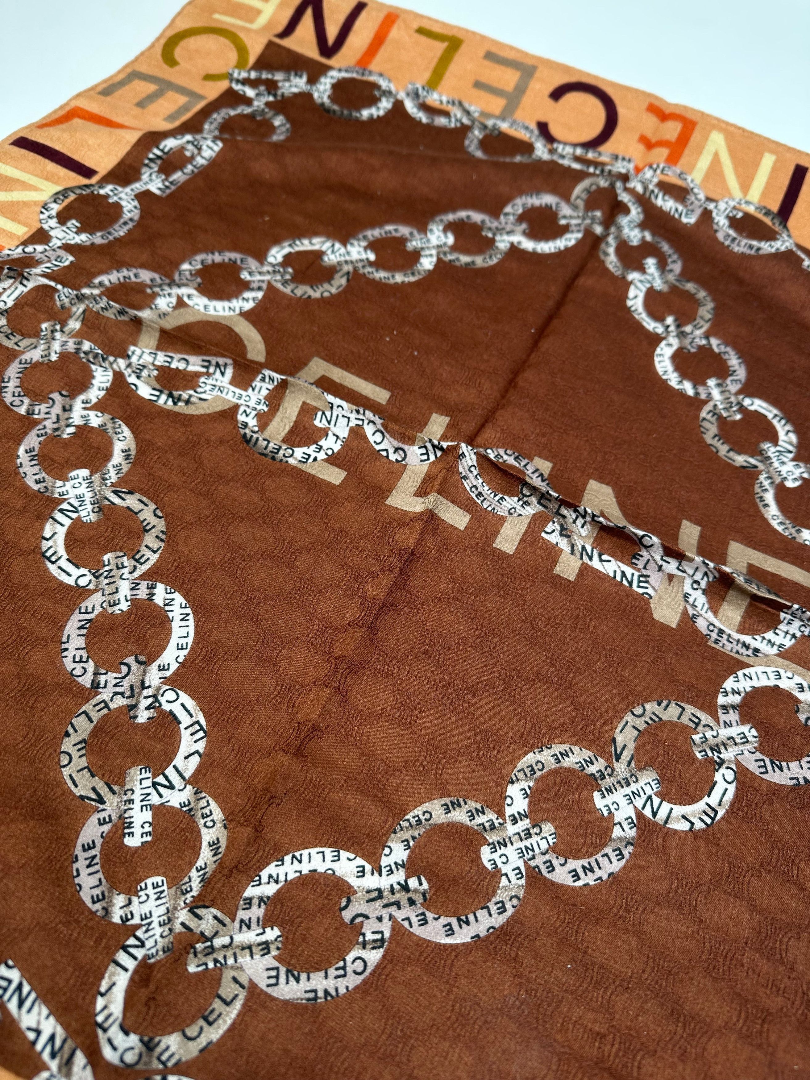 Celine Vintage Paris Triomphe Scarf Brown Size ONE SIZE - 3 Thumbnail