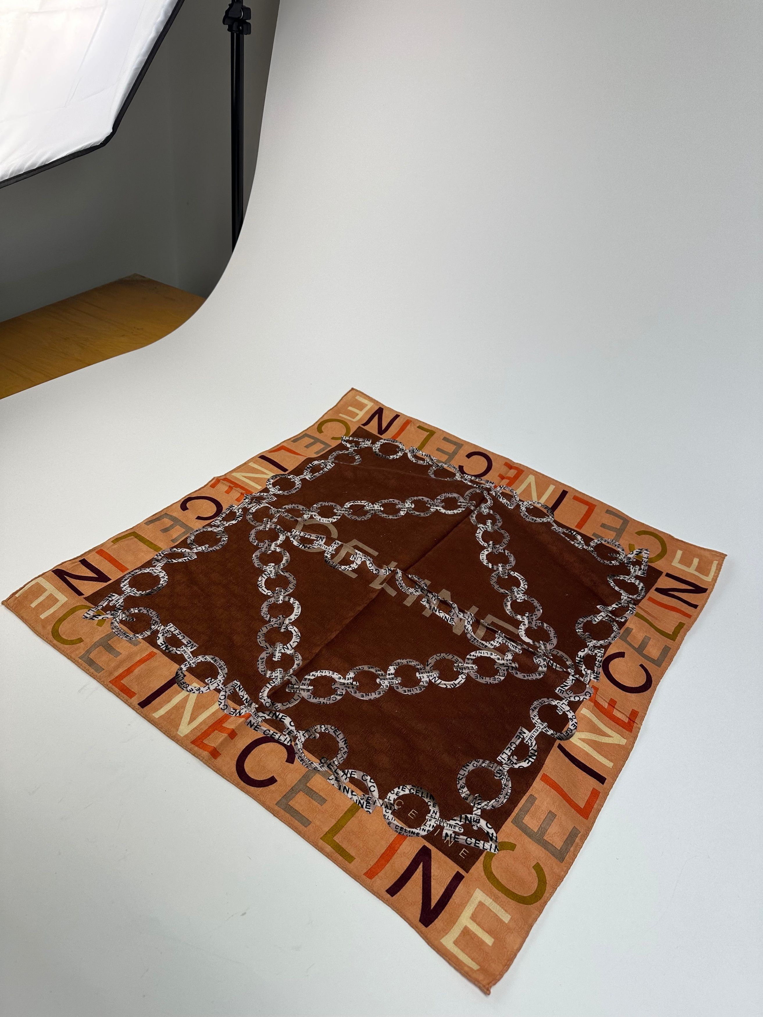 Celine Vintage Paris Triomphe Scarf Brown Size ONE SIZE - 7 Thumbnail