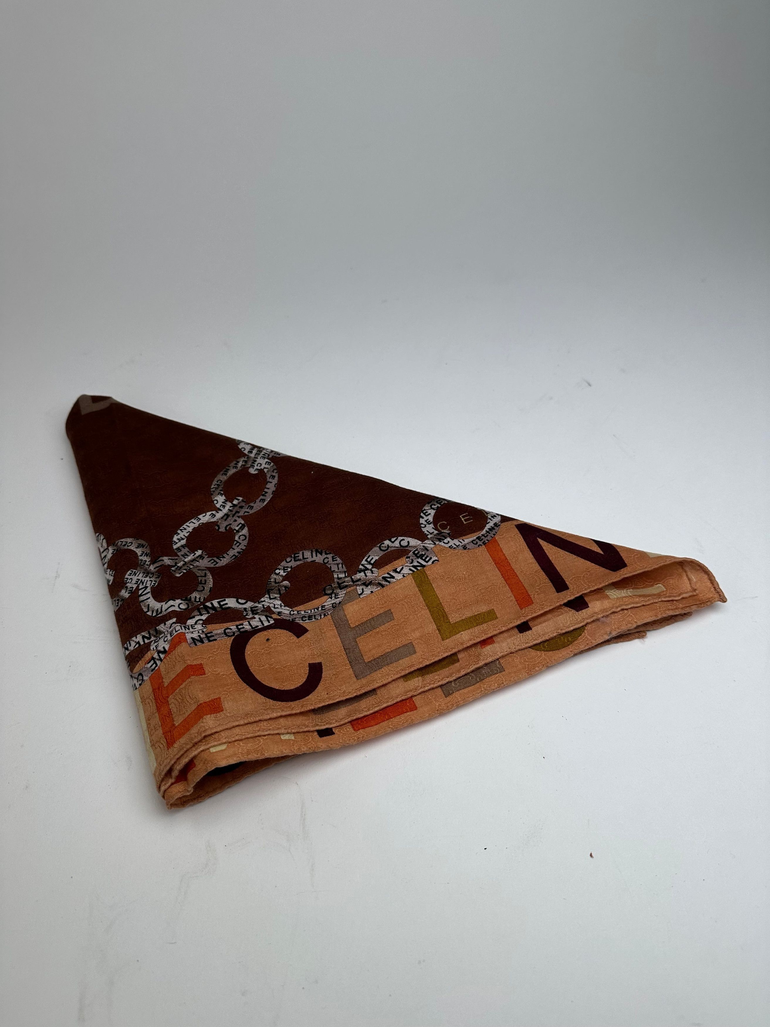 Celine Vintage Paris Triomphe Scarf Brown Size ONE SIZE - 9 Thumbnail