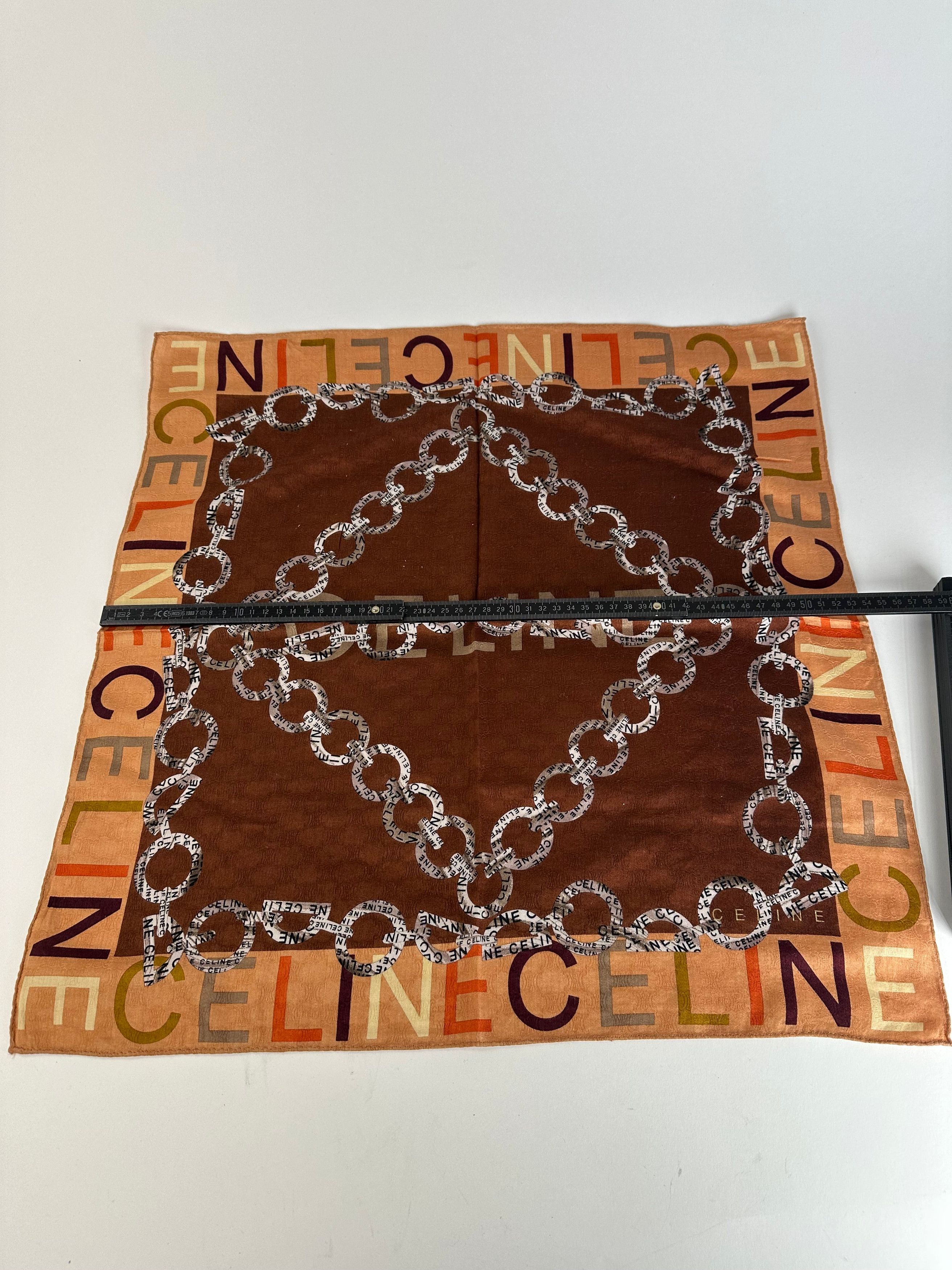 Celine Vintage Paris Triomphe Scarf Brown Size ONE SIZE - 8 Thumbnail